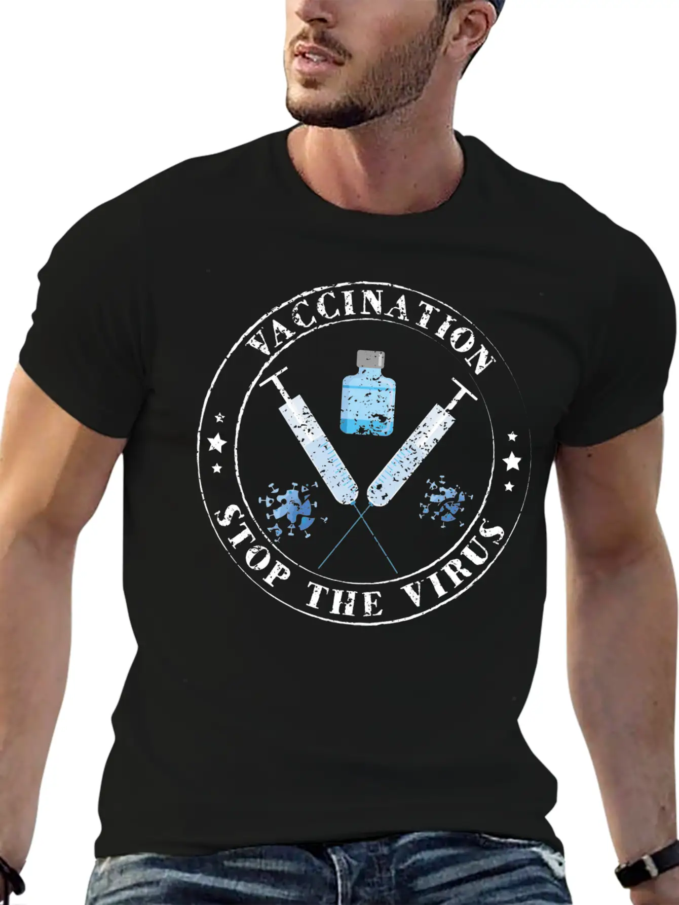 Vaccination Vaccinated 2021 Stop Virus Vaccine Unisex Short Sleeve Soft Cotton T-Shirt – Casual Everyday Wear