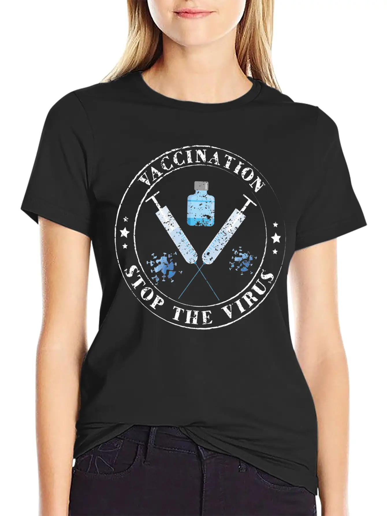 Vaccination Vaccinated 2021 Stop Virus Vaccine Unisex Short Sleeve Soft Cotton T-Shirt – Casual Everyday Wear