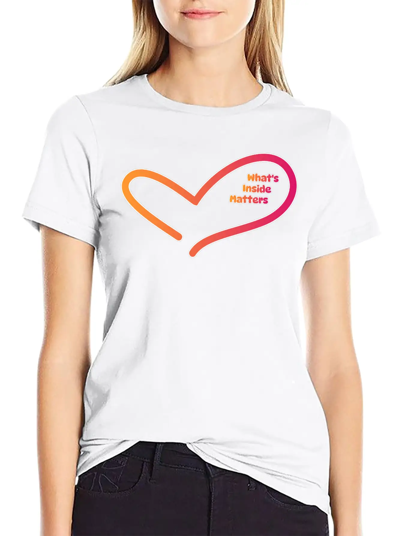 Valentine's Day : What's Inside Matters Comfortable Minimalist Graphic Tee – Summer Style Essential
