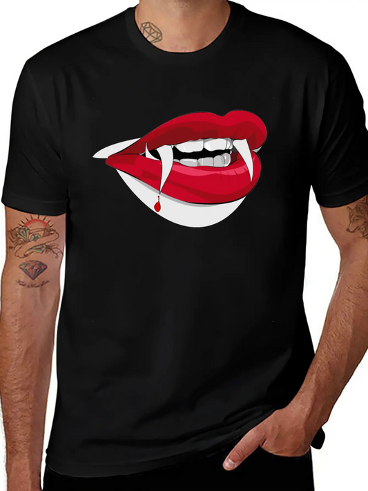 Vampire Lips (High Quality) Unisex Short Sleeve Soft Cotton T-Shirt – Casual Everyday Wear