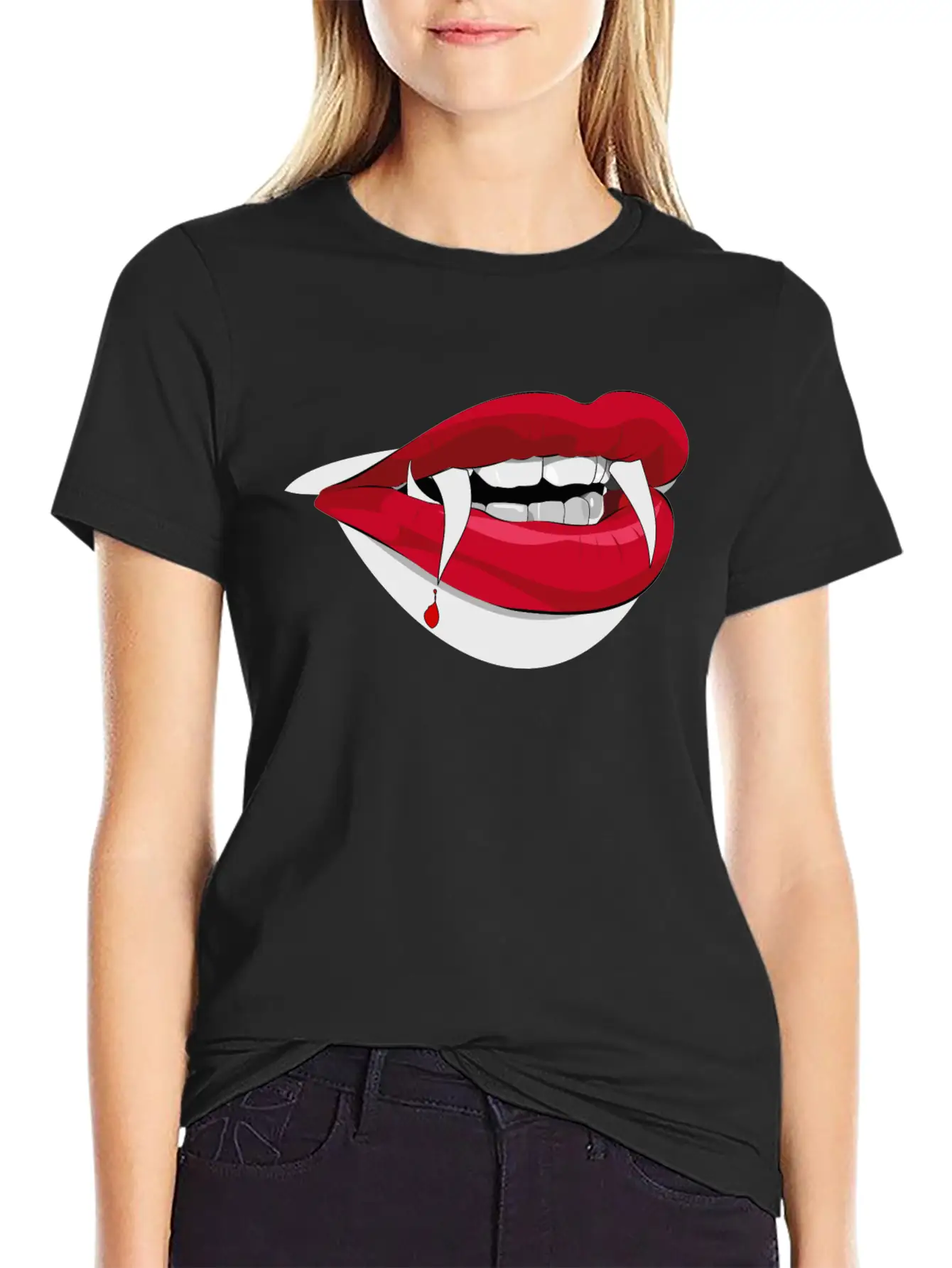 Vampire Lips (High Quality) Unisex Short Sleeve Soft Cotton T-Shirt – Casual Everyday Wear