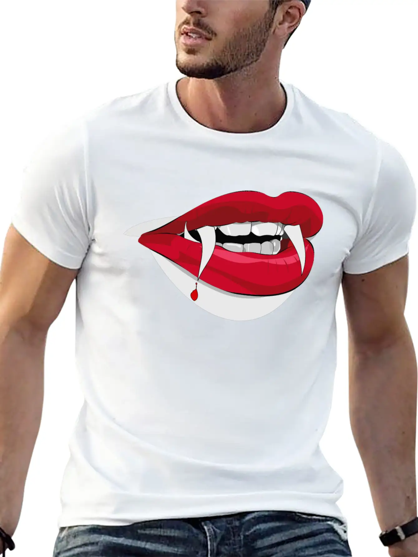 Vampire Lips (High Quality) Unisex Short Sleeve Soft Cotton T-Shirt – Casual Everyday Wear