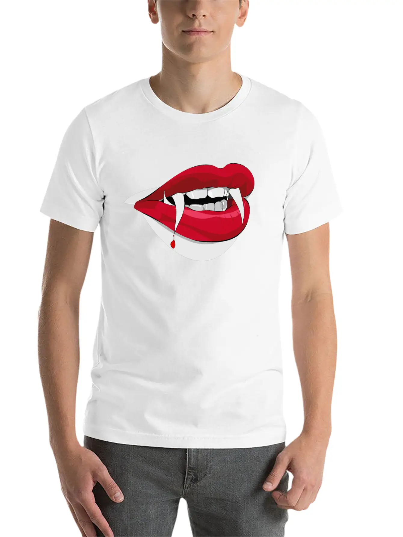 Vampire Lips (High Quality) Unisex Short Sleeve Soft Cotton T-Shirt – Casual Everyday Wear