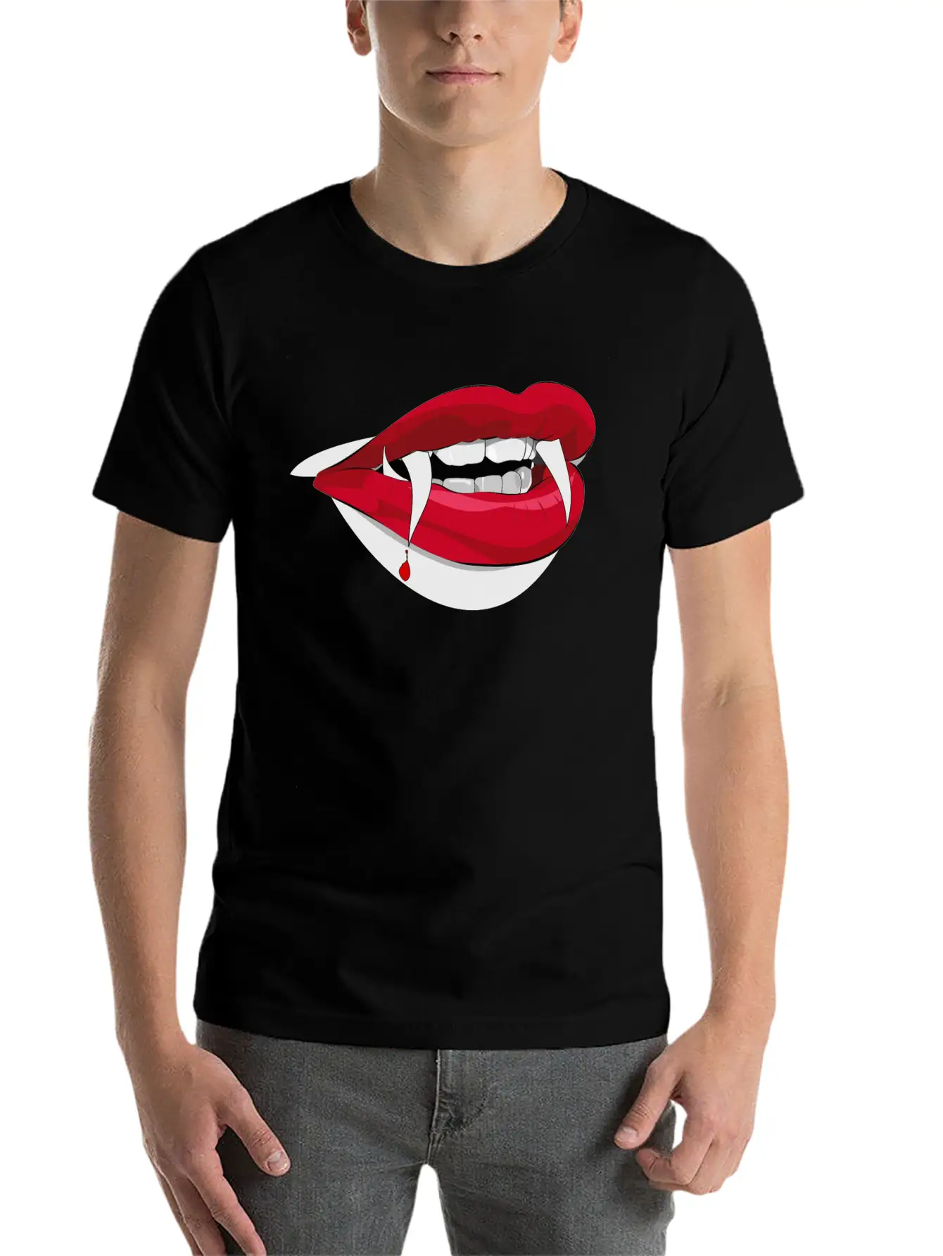 Vampire Lips (High Quality) Unisex Short Sleeve Soft Cotton T-Shirt – Casual Everyday Wear