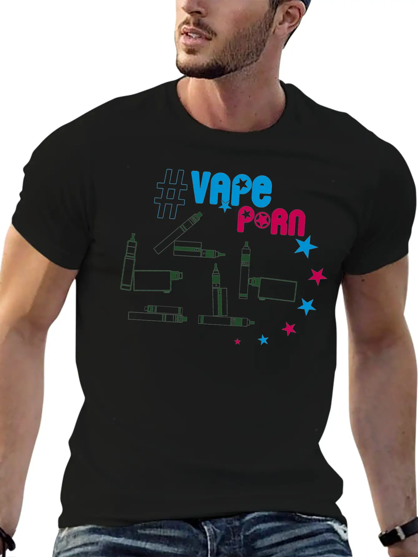 Vape-Shirt - #VapePorn Essential Unisex Summer Tee – Soft Cotton Casual Fit