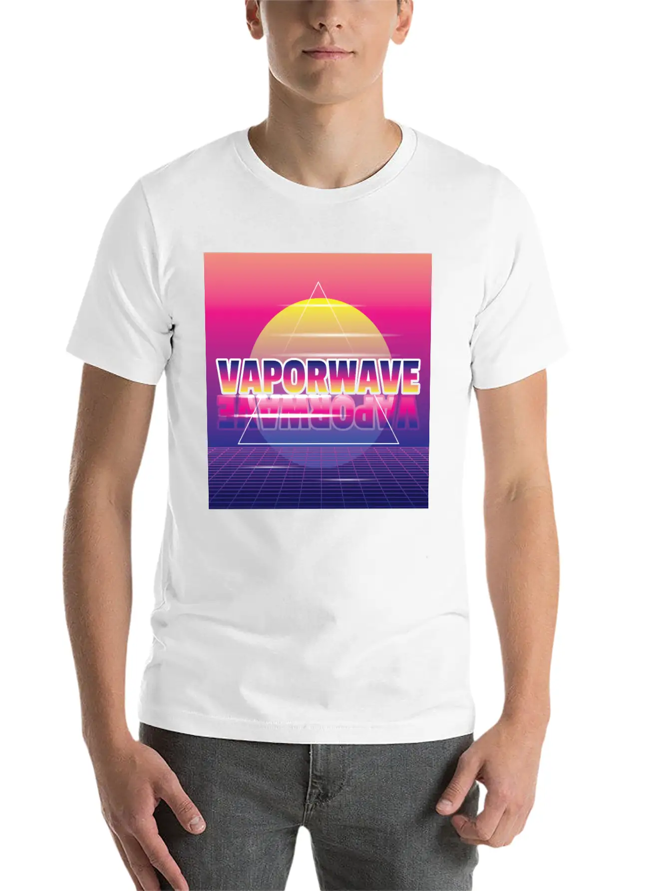 Vaporwave Aesthetic Synth 80th Style Unisex Short Sleeve Soft Cotton T-Shirt – Casual Everyday Wear