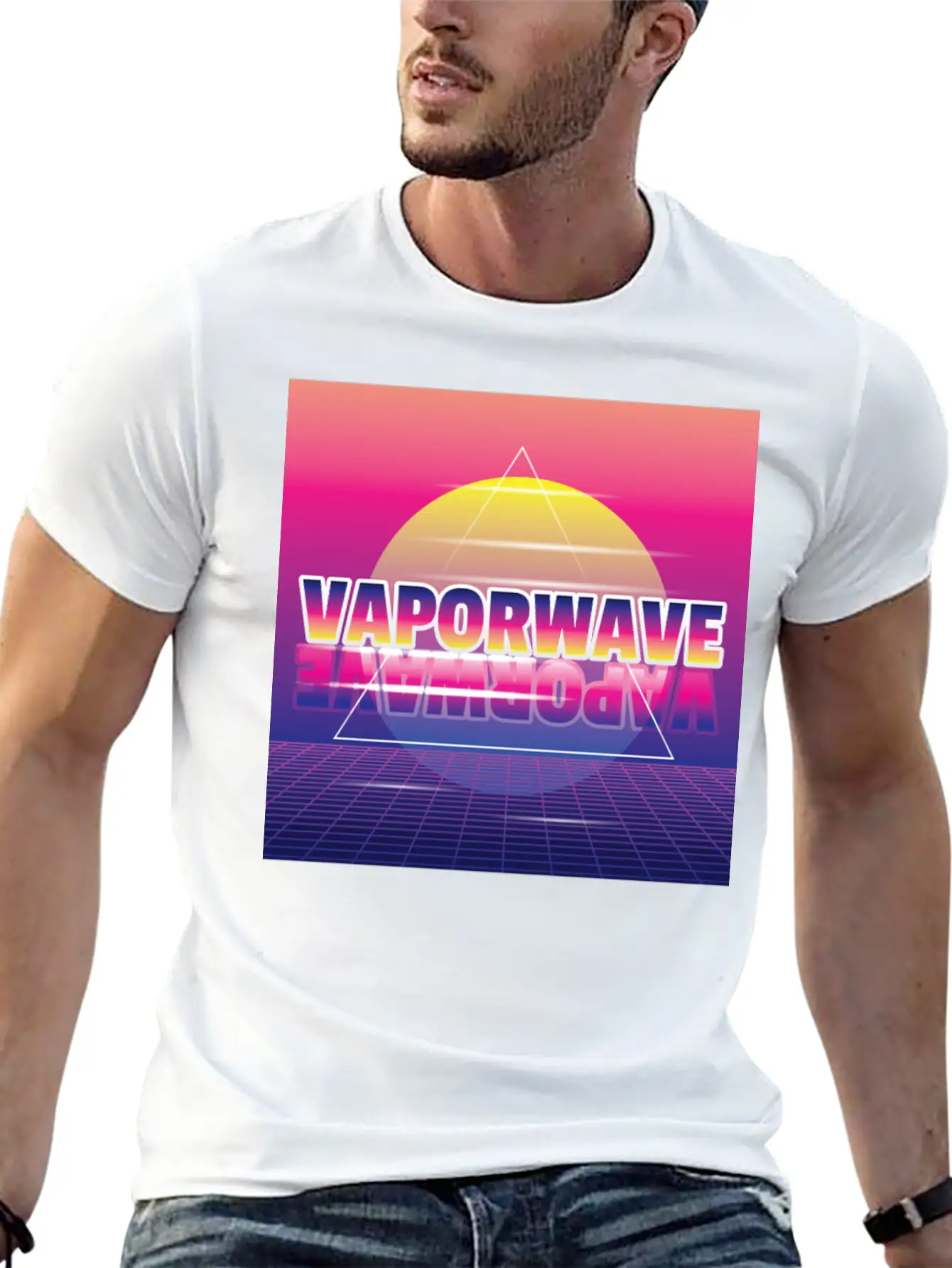 Vaporwave Aesthetic Synth 80th Style Unisex Short Sleeve Soft Cotton T-Shirt – Casual Everyday Wear