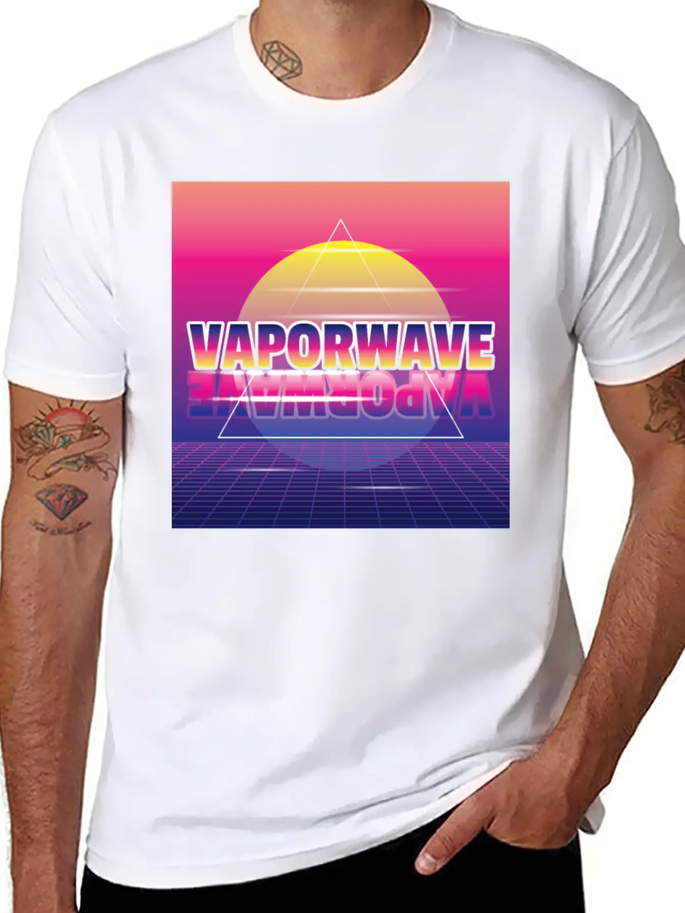 Vaporwave Aesthetic Synth 80th Style Unisex Short Sleeve Soft Cotton T-Shirt – Casual Everyday Wear