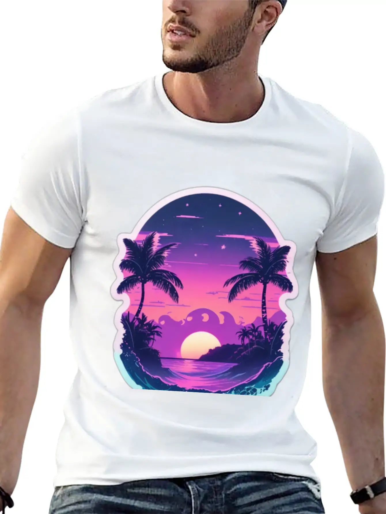 Vaporwave Dusk Stylish Everyday T-Shirt – Unisex Basic Cotton Tee