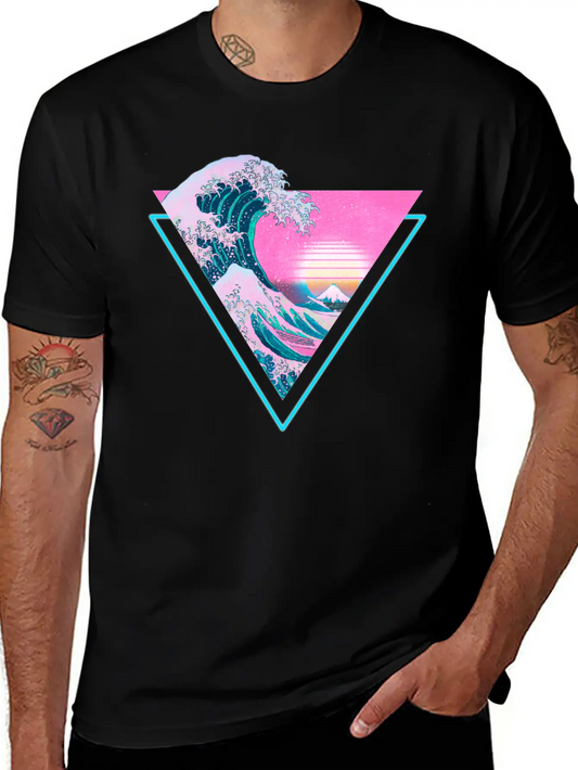 Vaporwave Retro Great Wave Sunset 90's Aesthetic Comfortable Minimalist Graphic Tee – Summer Style Essential