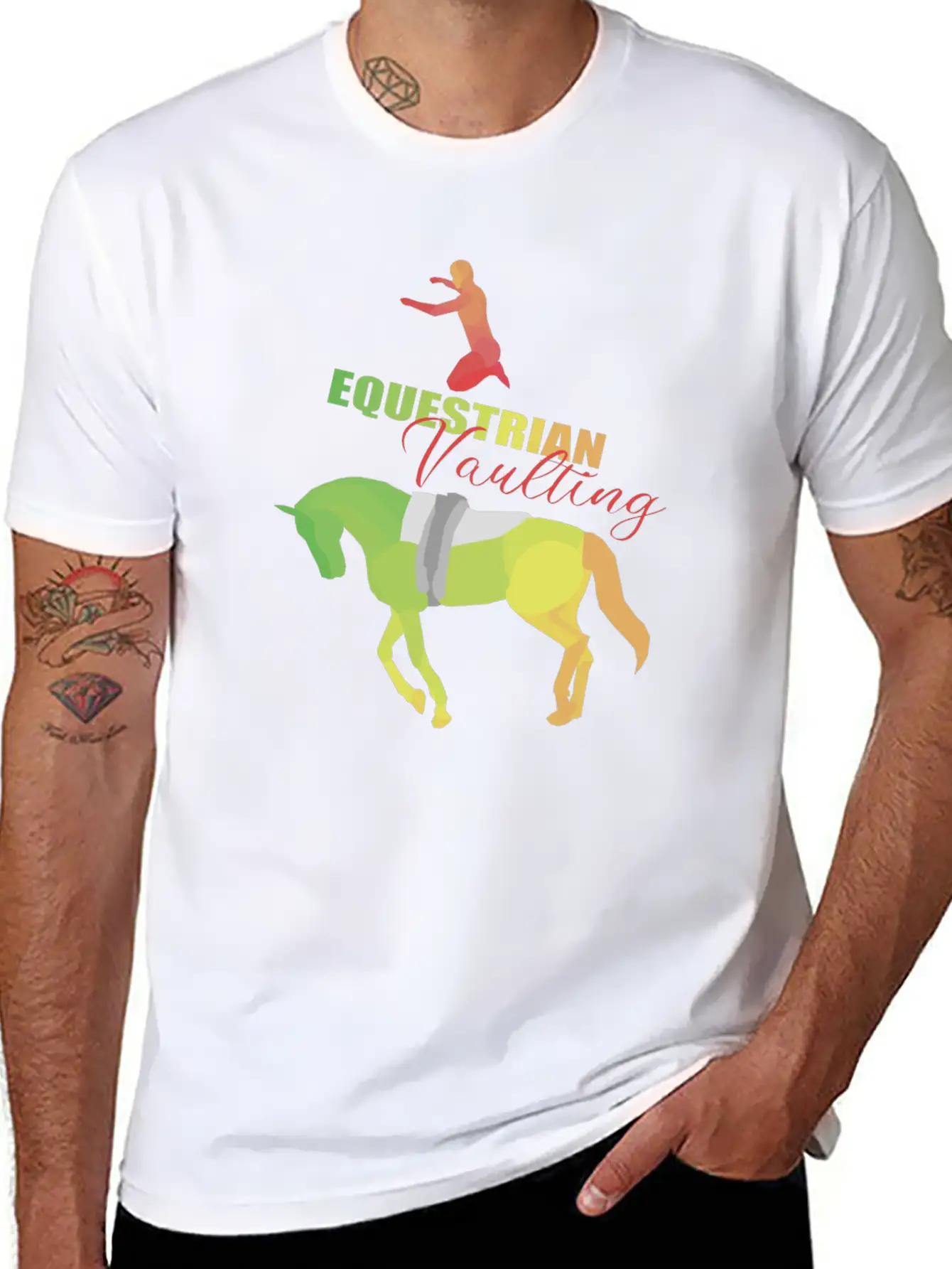 Vaulting Horse Unisex Short Sleeve Soft Cotton T-Shirt – Casual Everyday Wear