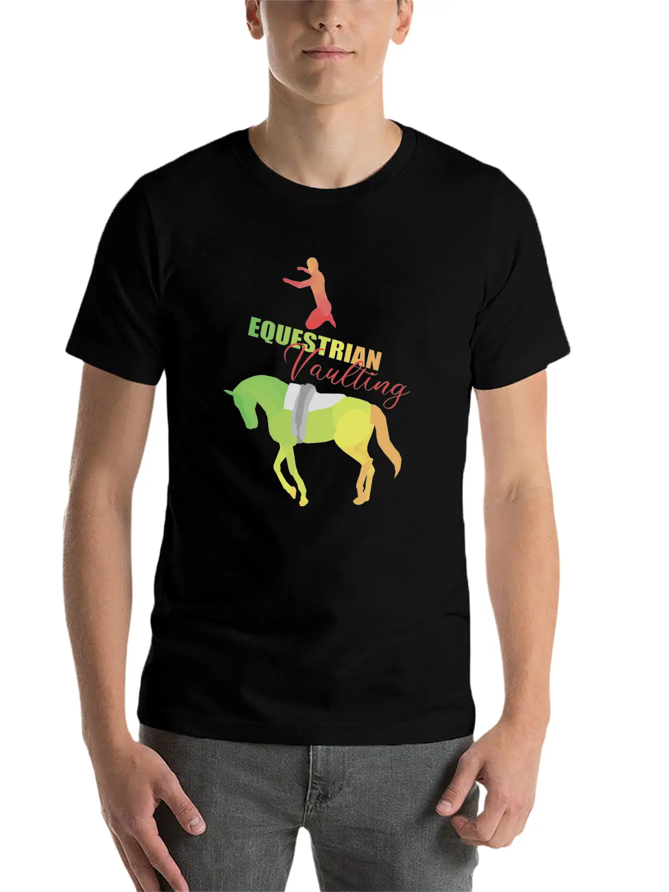 Vaulting Horse Unisex Short Sleeve Soft Cotton T-Shirt – Casual Everyday Wear