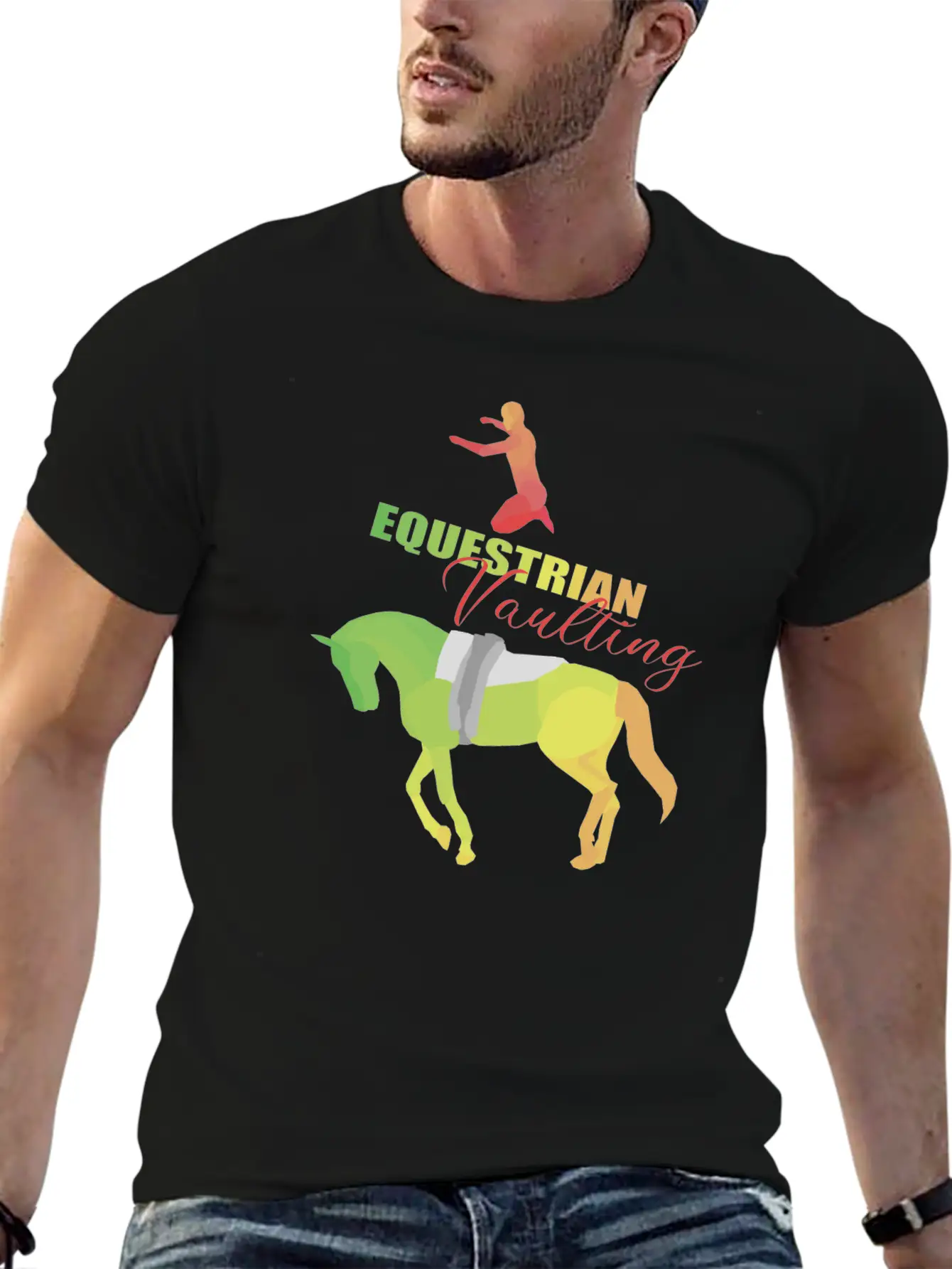 Vaulting Horse Unisex Short Sleeve Soft Cotton T-Shirt – Casual Everyday Wear