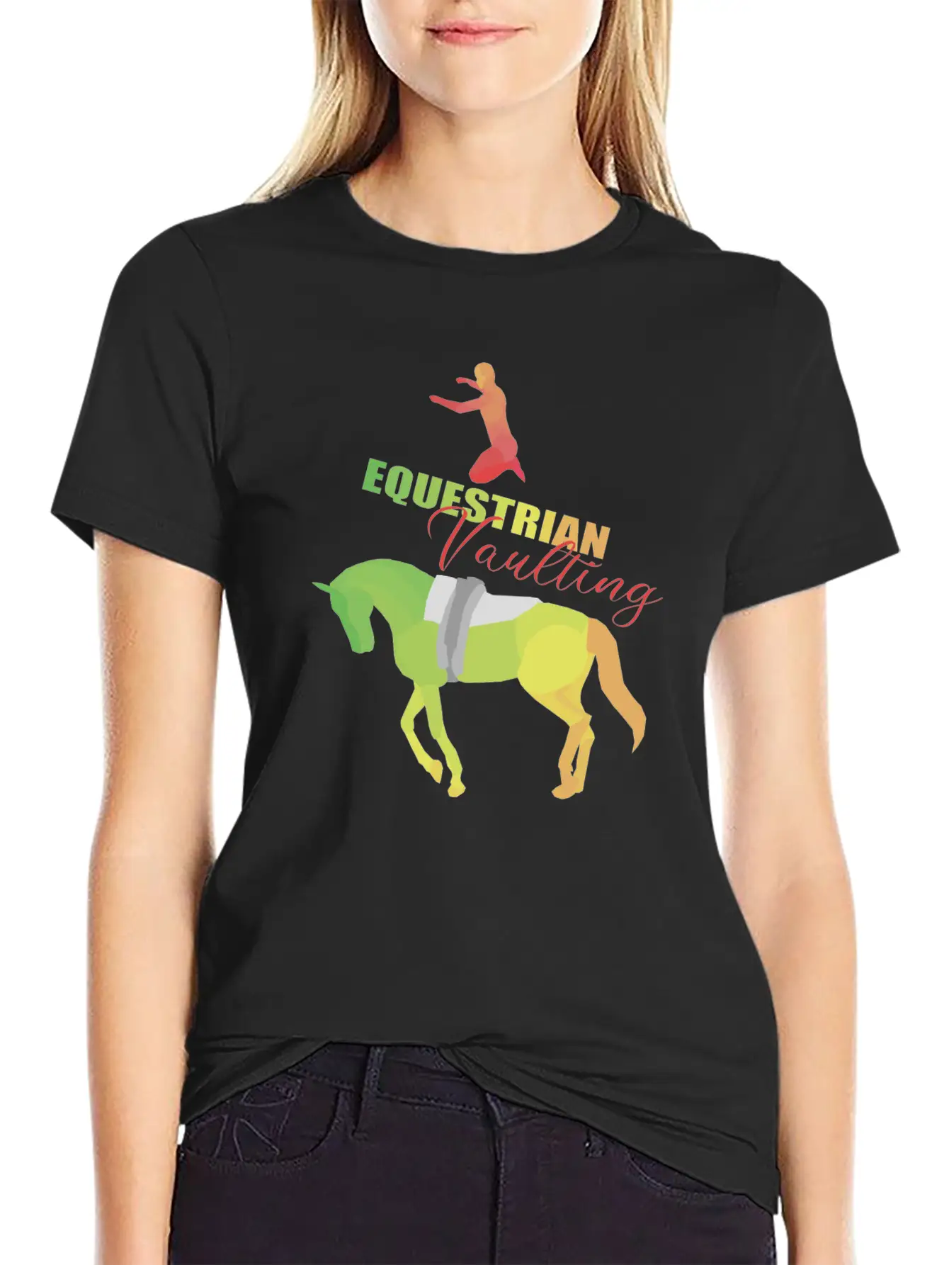 Vaulting Horse Unisex Short Sleeve Soft Cotton T-Shirt – Casual Everyday Wear