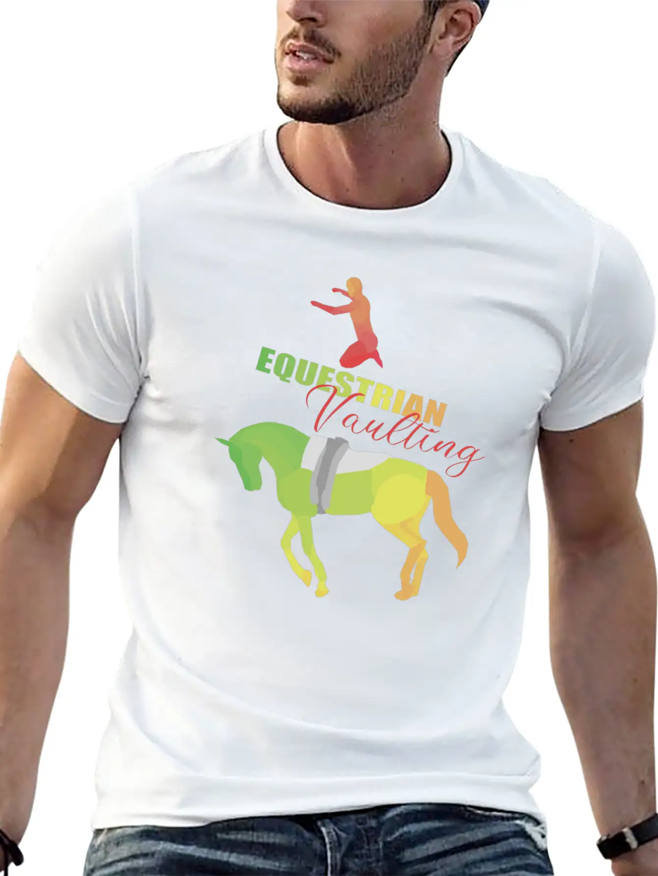 Vaulting Horse Unisex Short Sleeve Soft Cotton T-Shirt – Casual Everyday Wear