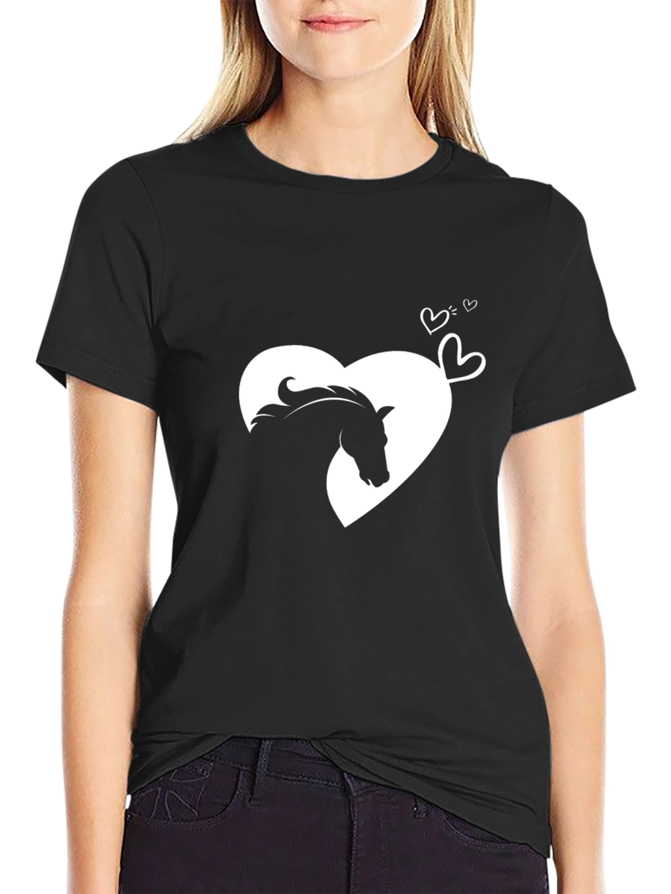 Heart Horse Graphic Tee - Black