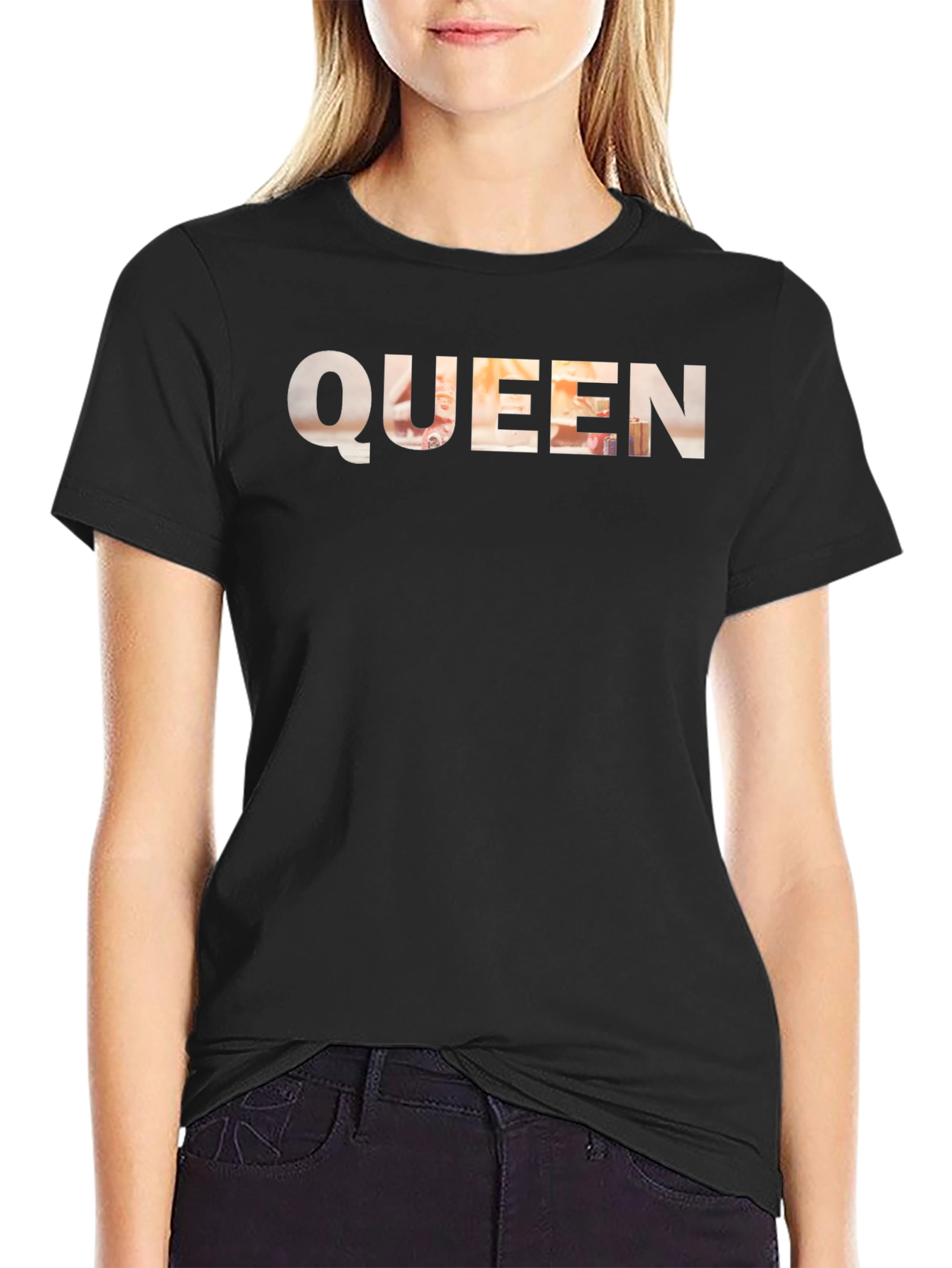 Queen Graphic Tee - Black Crew Neck T-Shirt
