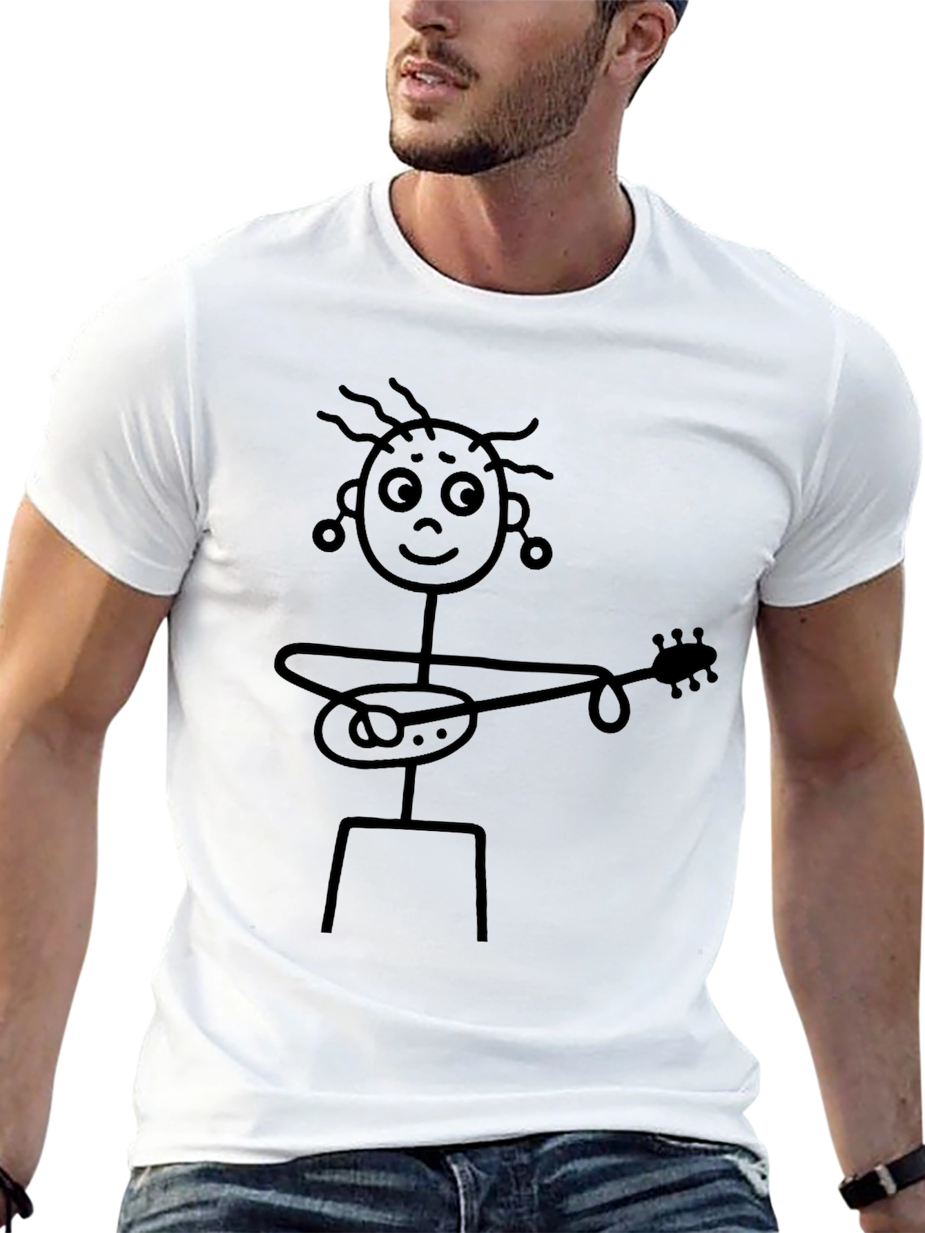 Stick Figure Guitarist Graphic T-Shirt