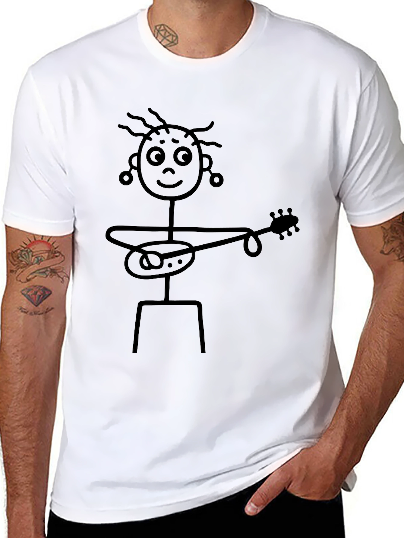 Stick Figure Guitarist Graphic T-Shirt