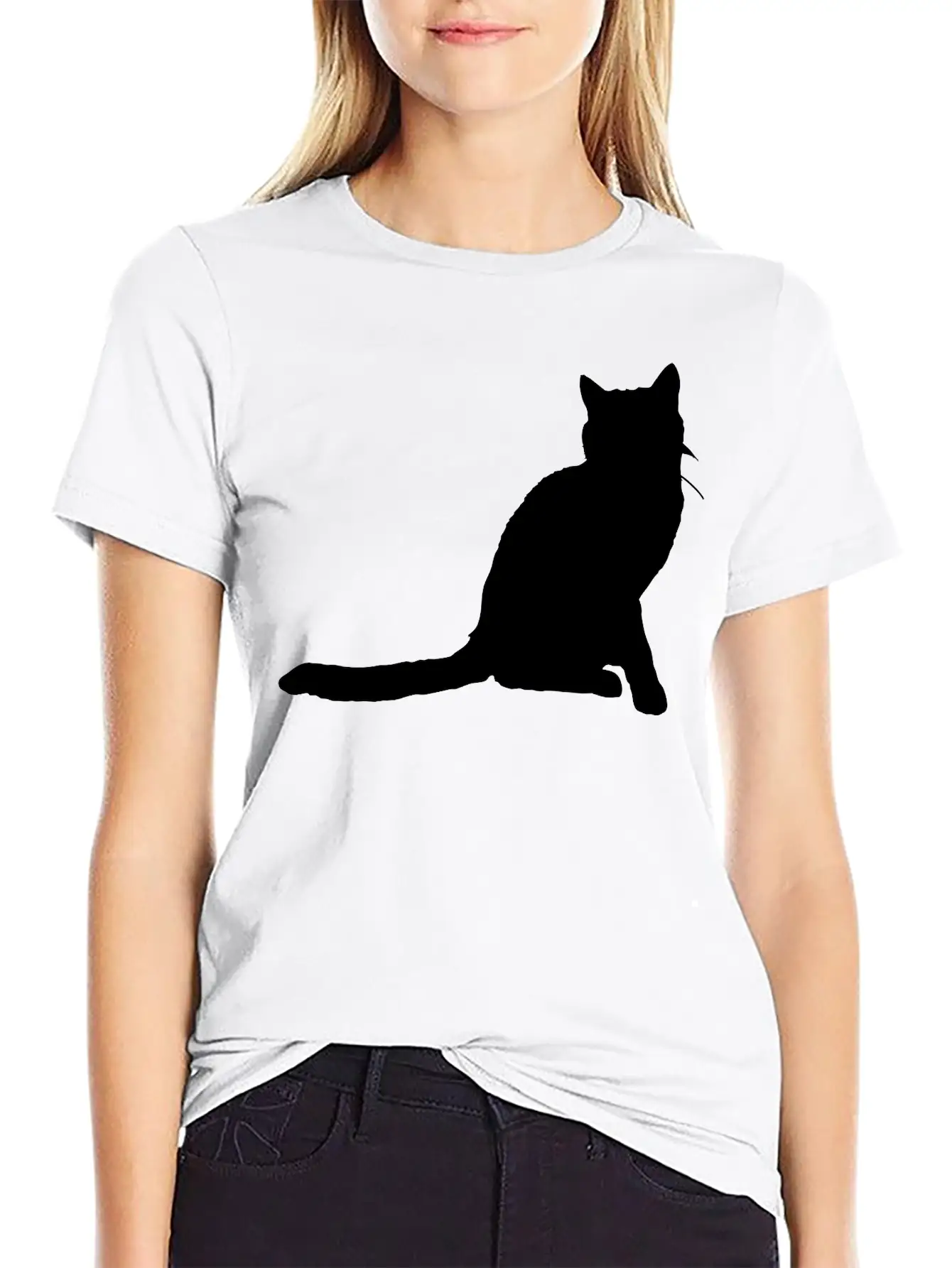 Vector Cat Silhouette Stylish Everyday T-Shirt – Unisex Basic Cotton Tee