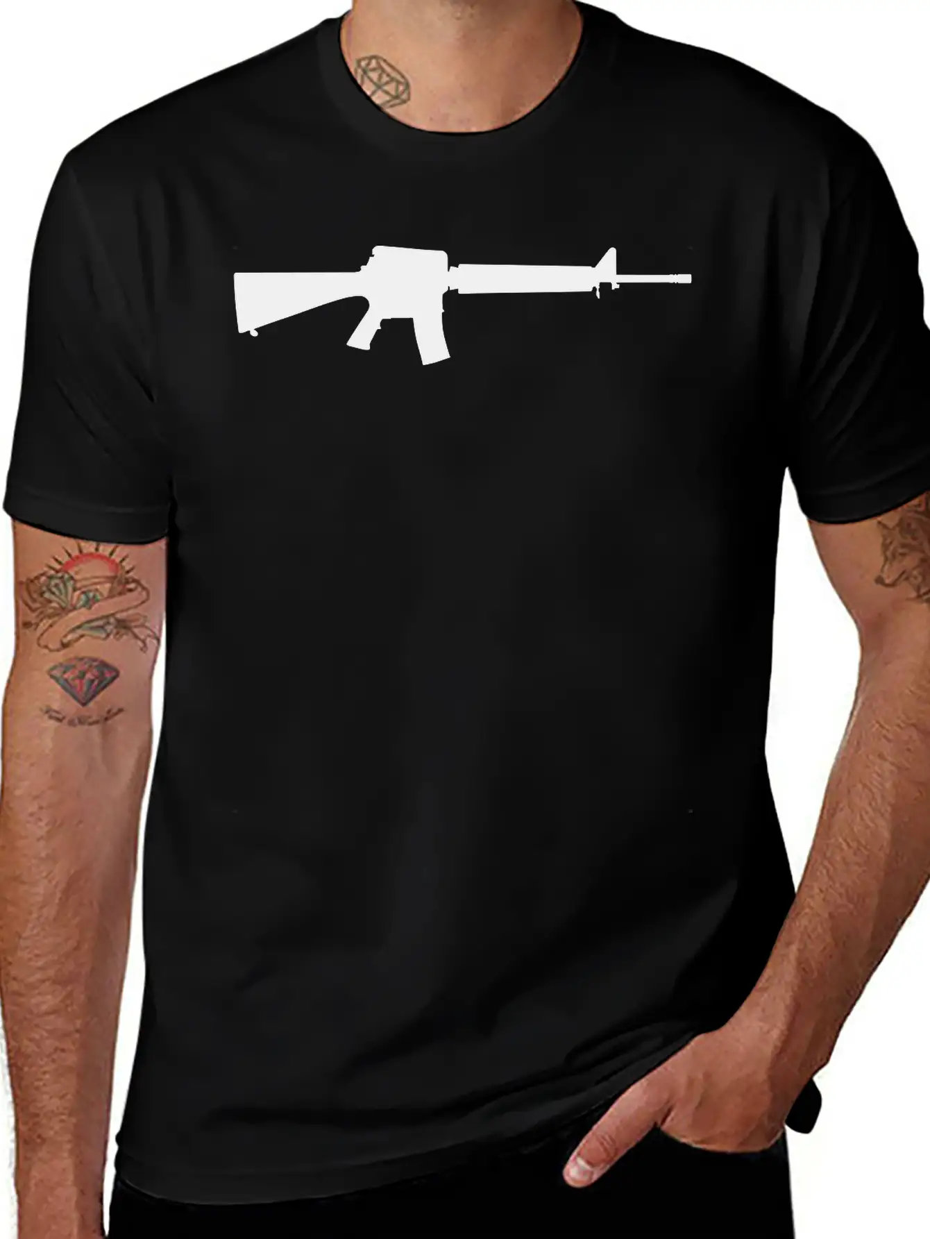 Vector Gun Silhouette Basic Graphic T-Shirt – Daily Comfort In Soft Cotton