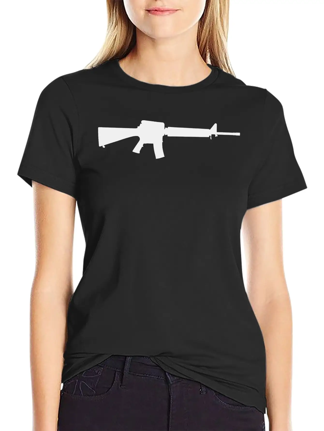 Vector Gun Silhouette Basic Graphic T-Shirt – Daily Comfort In Soft Cotton
