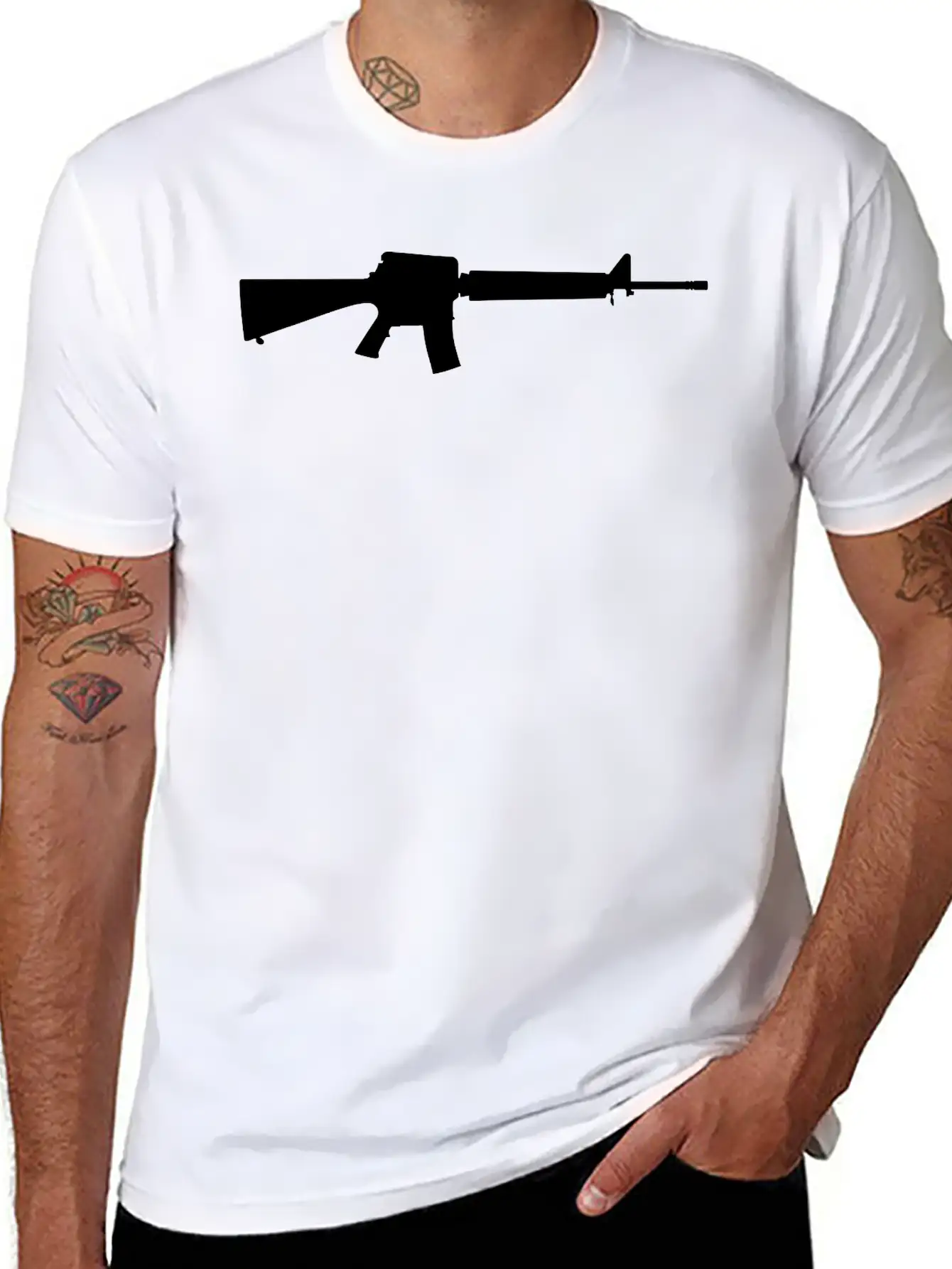 Vector Gun Silhouette Basic Graphic T-Shirt – Daily Comfort In Soft Cotton