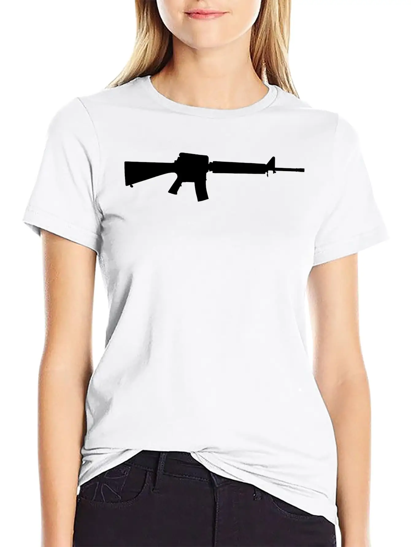 Vector Gun Silhouette Basic Graphic T-Shirt – Daily Comfort In Soft Cotton