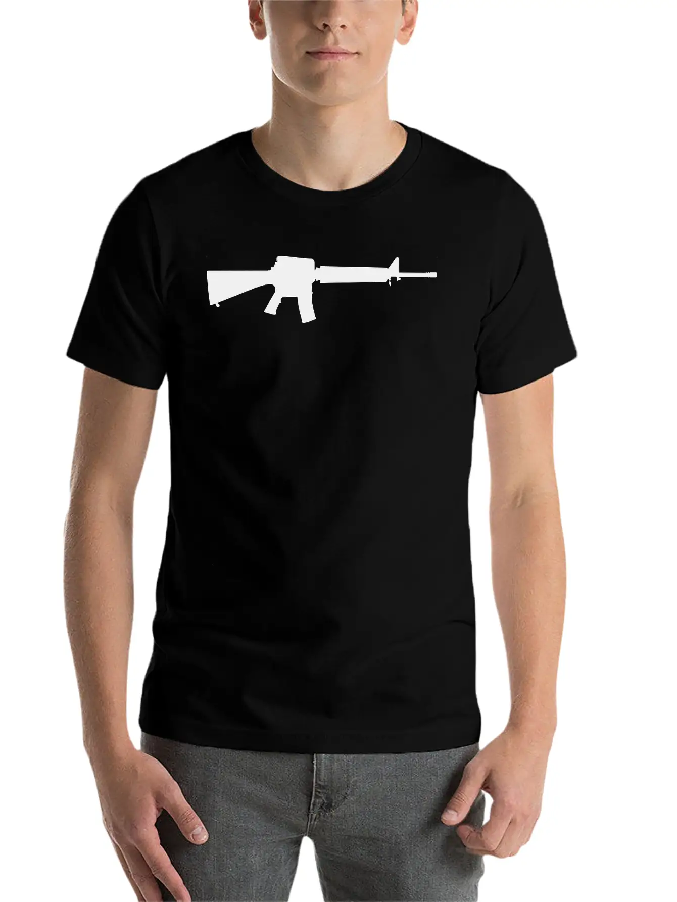 Vector Gun Silhouette Basic Graphic T-Shirt – Daily Comfort In Soft Cotton