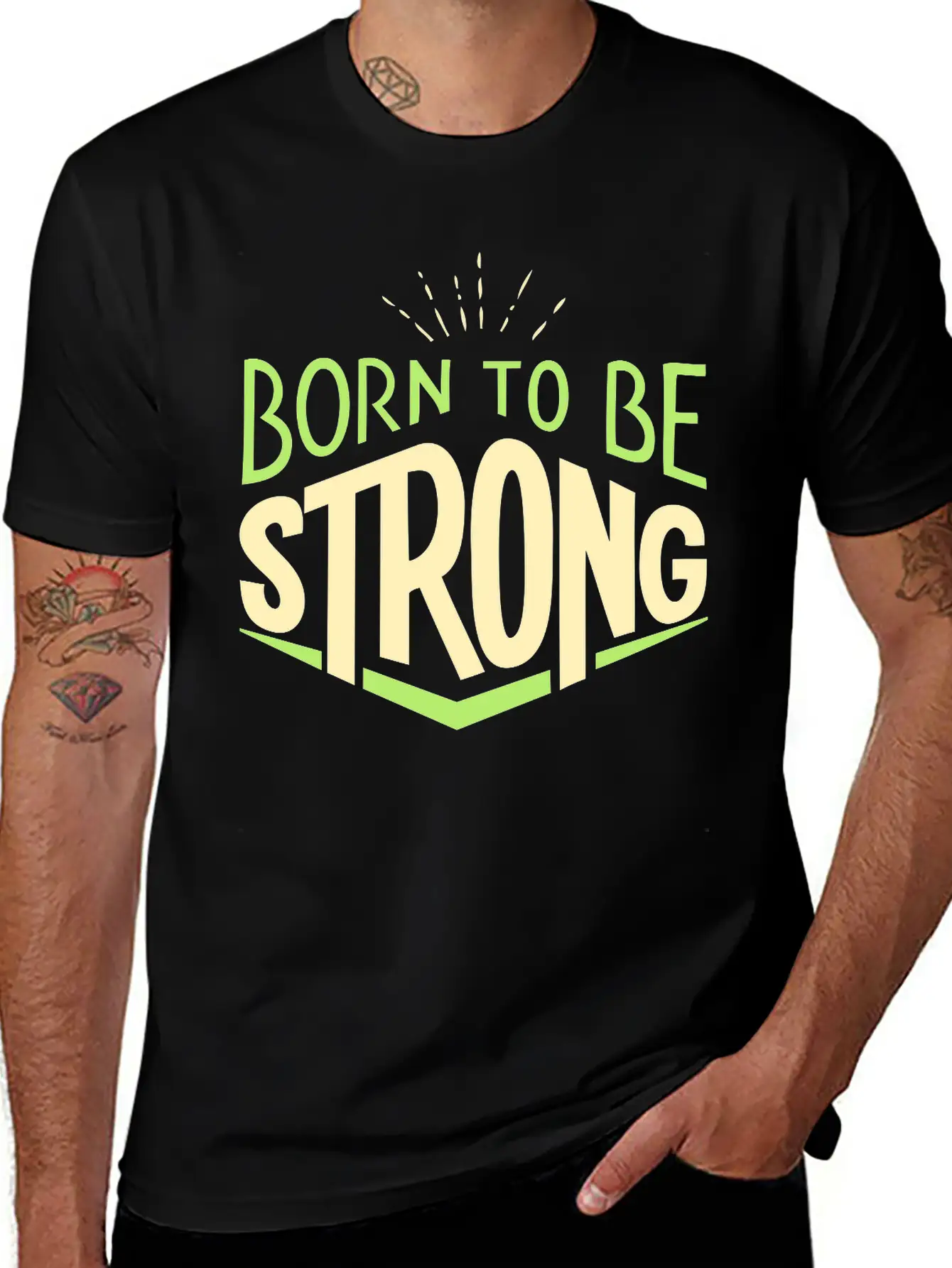 Vectorstock 4464302 Word Art Quotes Born To Be Str Basic Graphic T-Shirt – Daily Comfort In Soft Cotton