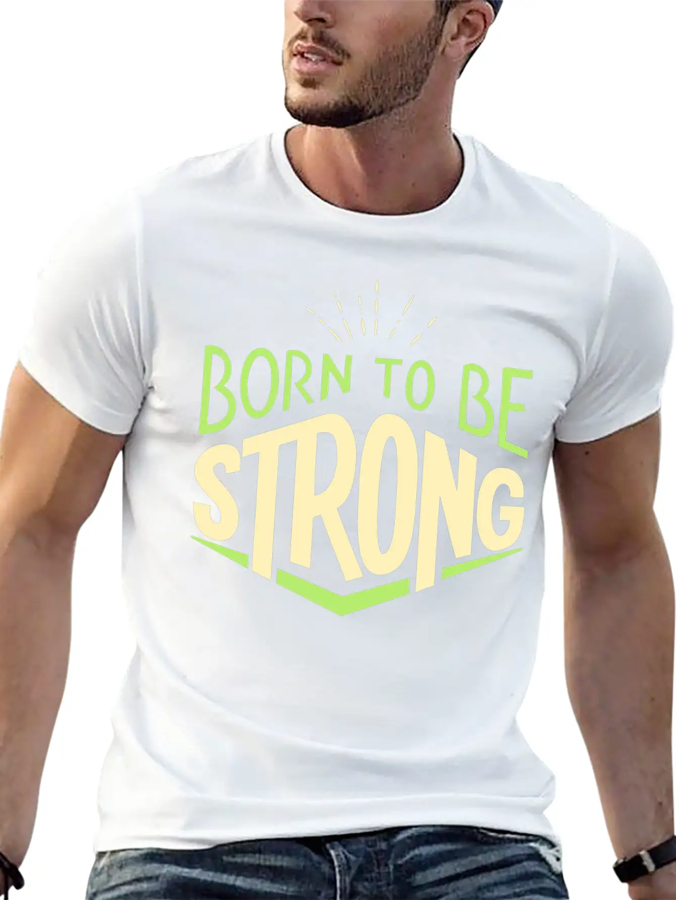 Vectorstock 4464302 Word Art Quotes Born To Be Str Basic Graphic T-Shirt – Daily Comfort In Soft Cotton