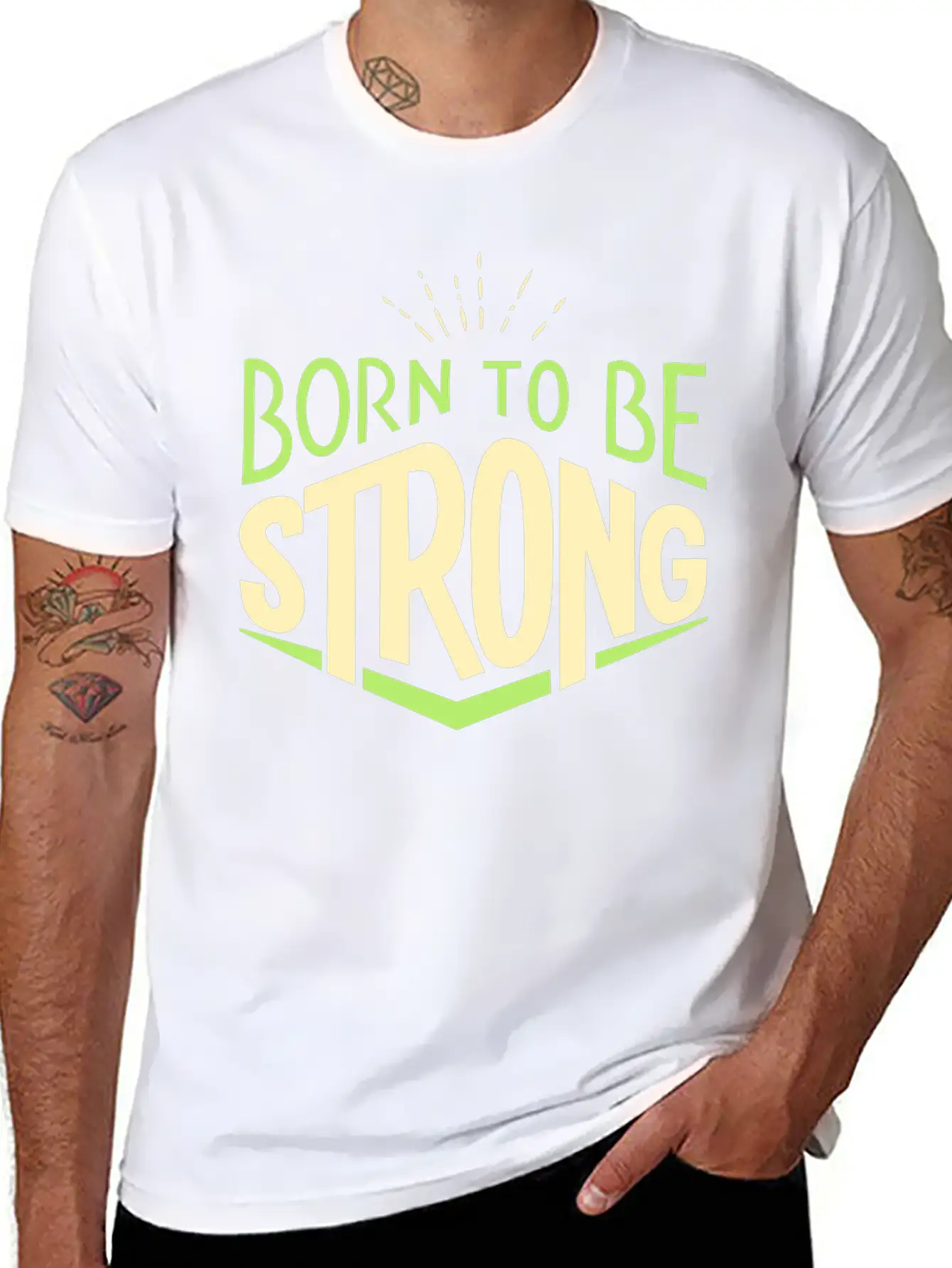 Vectorstock 4464302 Word Art Quotes Born To Be Str Basic Graphic T-Shirt – Daily Comfort In Soft Cotton