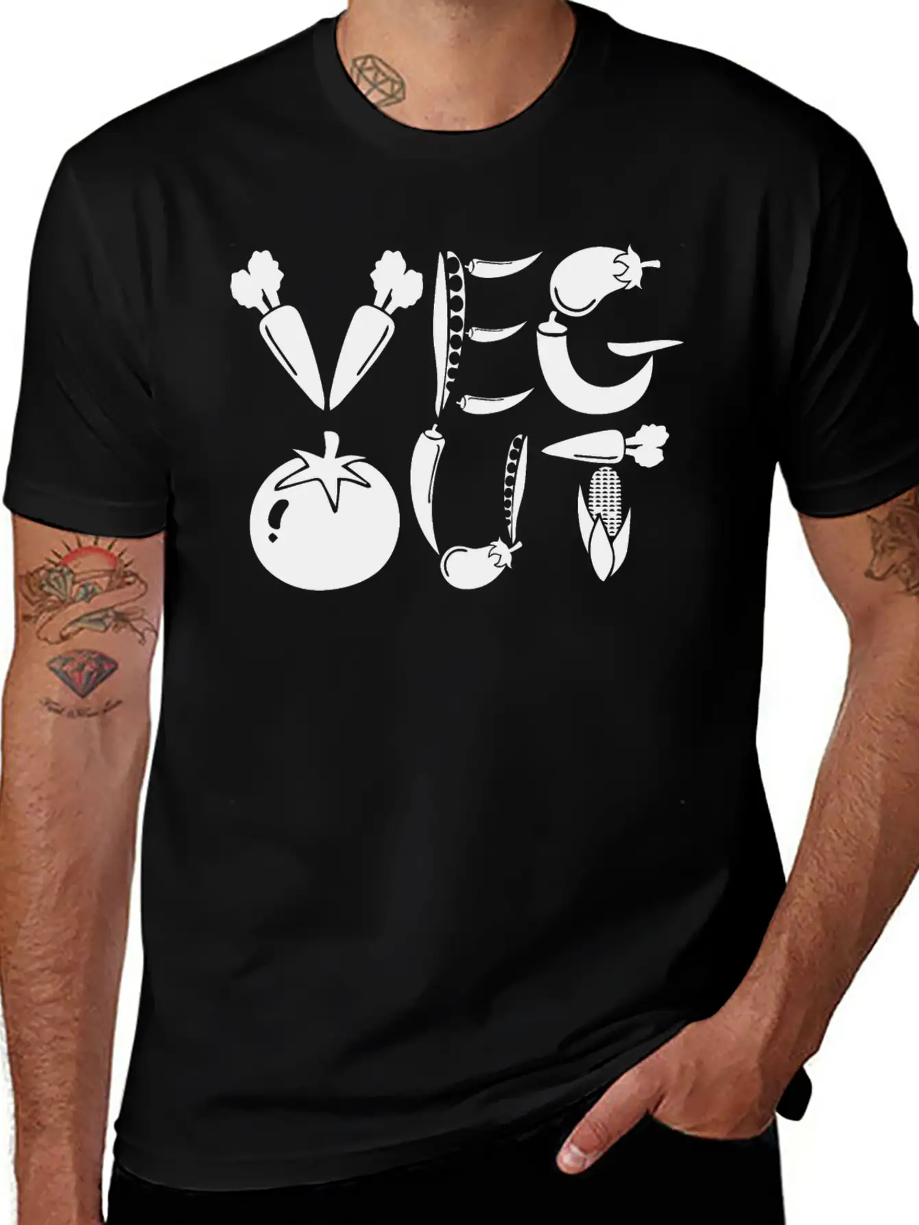 Veg Out Gift Plants Vegan Saying Nutrition Unisex Short Sleeve Soft Cotton T-Shirt – Casual Everyday Wear