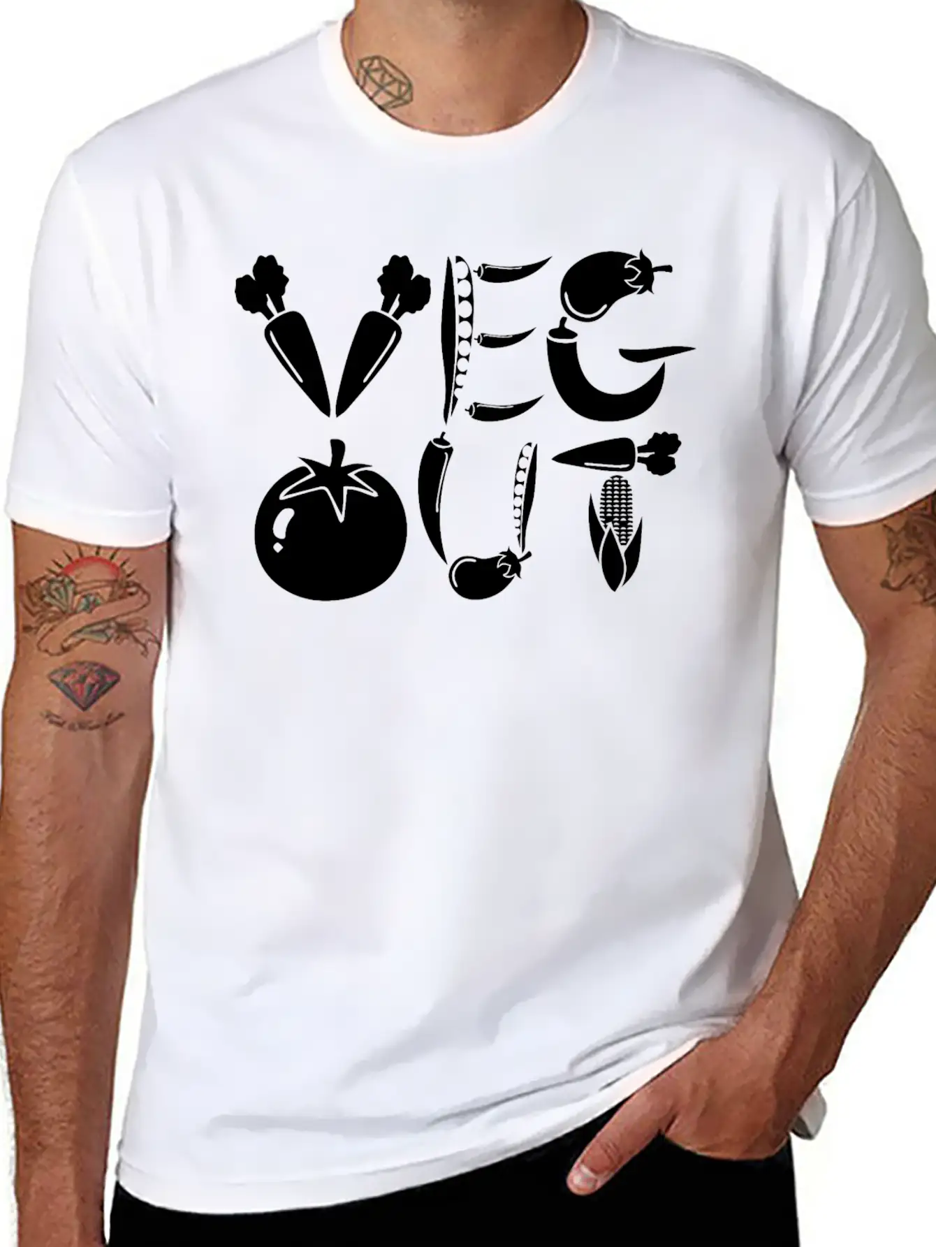 Veg Out Gift Plants Vegan Saying Nutrition Unisex Short Sleeve Soft Cotton T-Shirt – Casual Everyday Wear