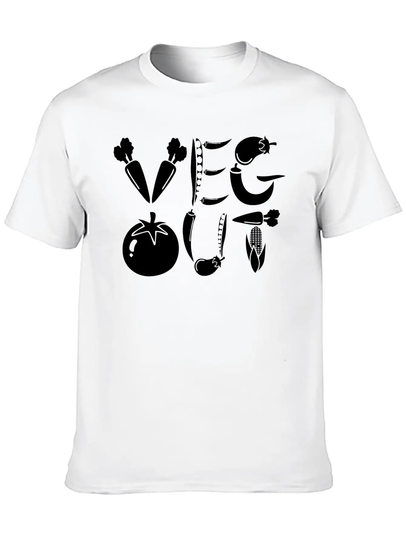 Veg Out Gift Plants Vegan Saying Nutrition Unisex Short Sleeve Soft Cotton T-Shirt – Casual Everyday Wear