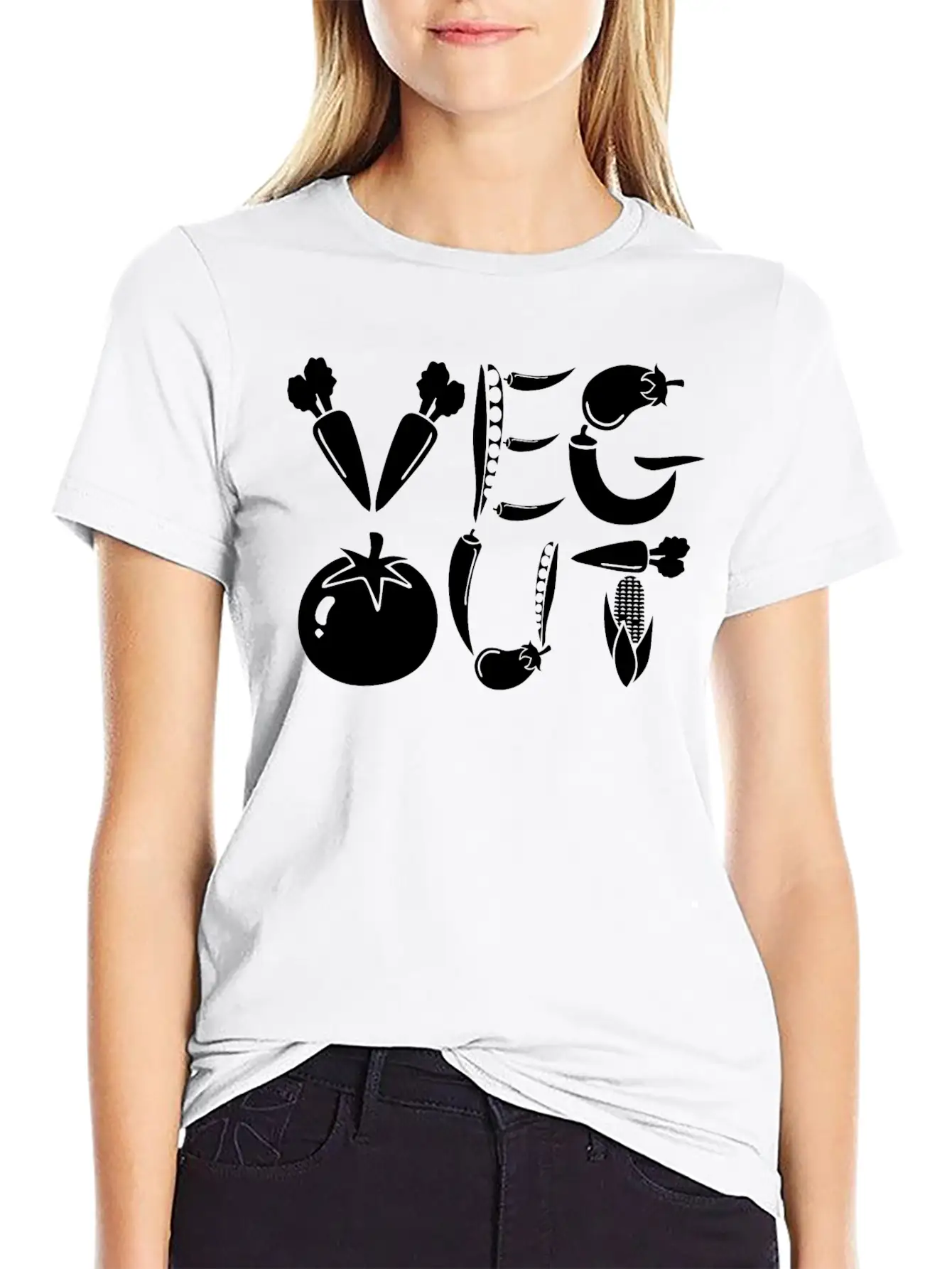 Veg Out Gift Plants Vegan Saying Nutrition Unisex Short Sleeve Soft Cotton T-Shirt – Casual Everyday Wear