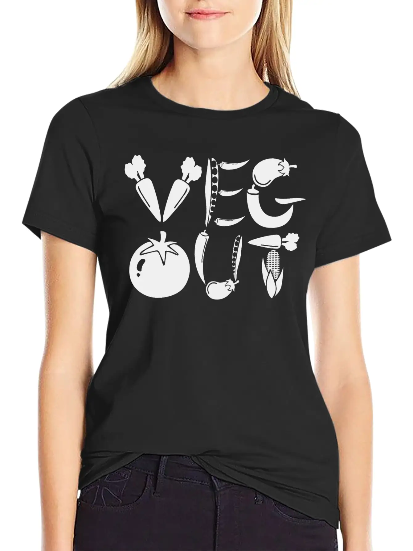Veg Out Gift Plants Vegan Saying Nutrition Unisex Short Sleeve Soft Cotton T-Shirt – Casual Everyday Wear