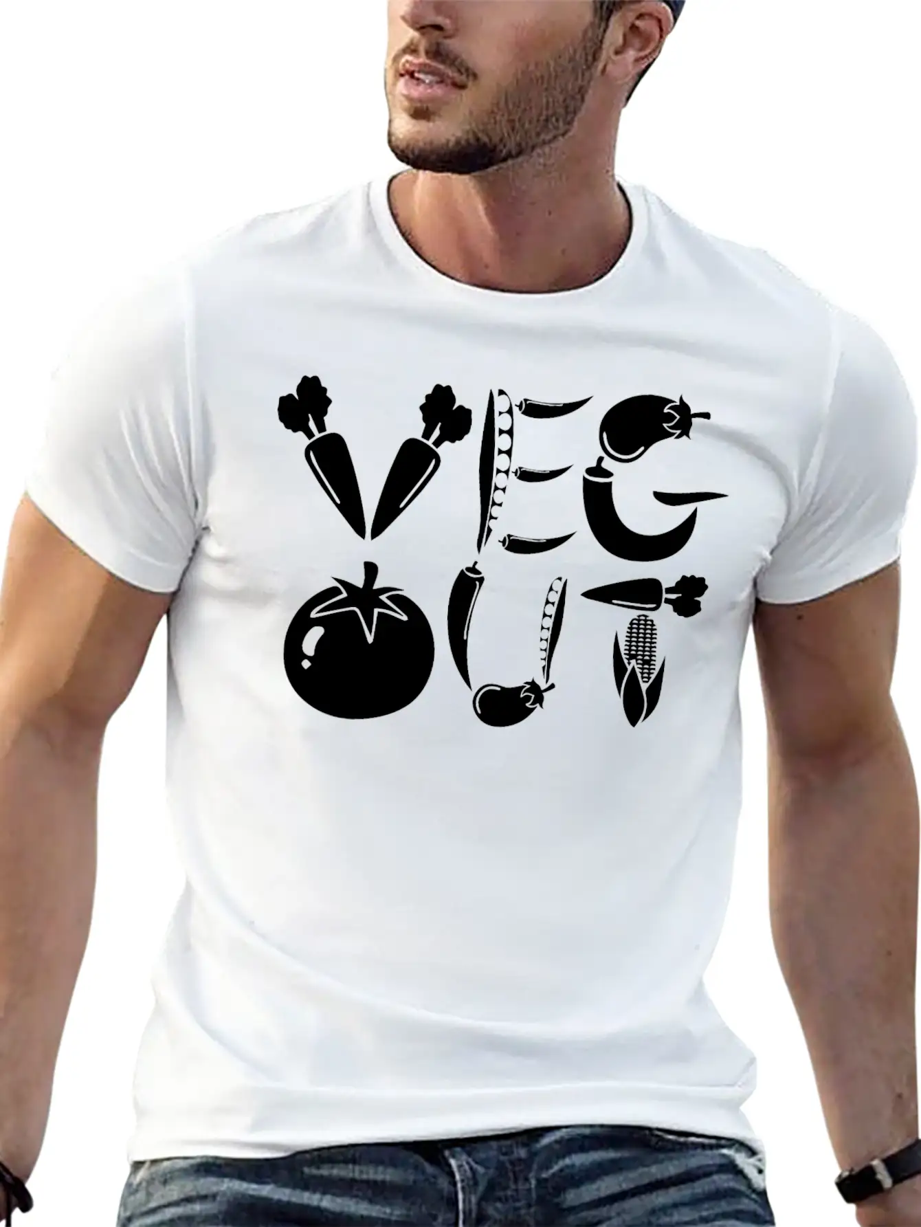 Veg Out Gift Plants Vegan Saying Nutrition Unisex Short Sleeve Soft Cotton T-Shirt – Casual Everyday Wear