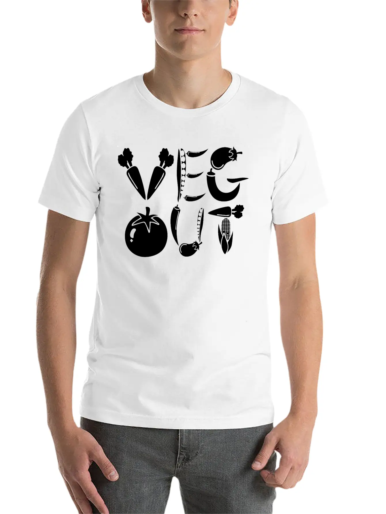 Veg Out Gift Plants Vegan Saying Nutrition Unisex Short Sleeve Soft Cotton T-Shirt – Casual Everyday Wear