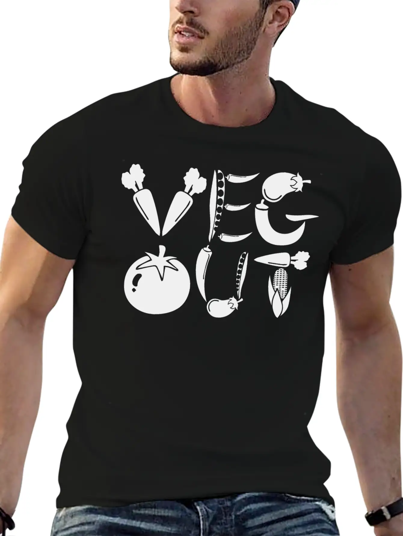 Veg Out Gift Plants Vegan Saying Nutrition Unisex Short Sleeve Soft Cotton T-Shirt – Casual Everyday Wear