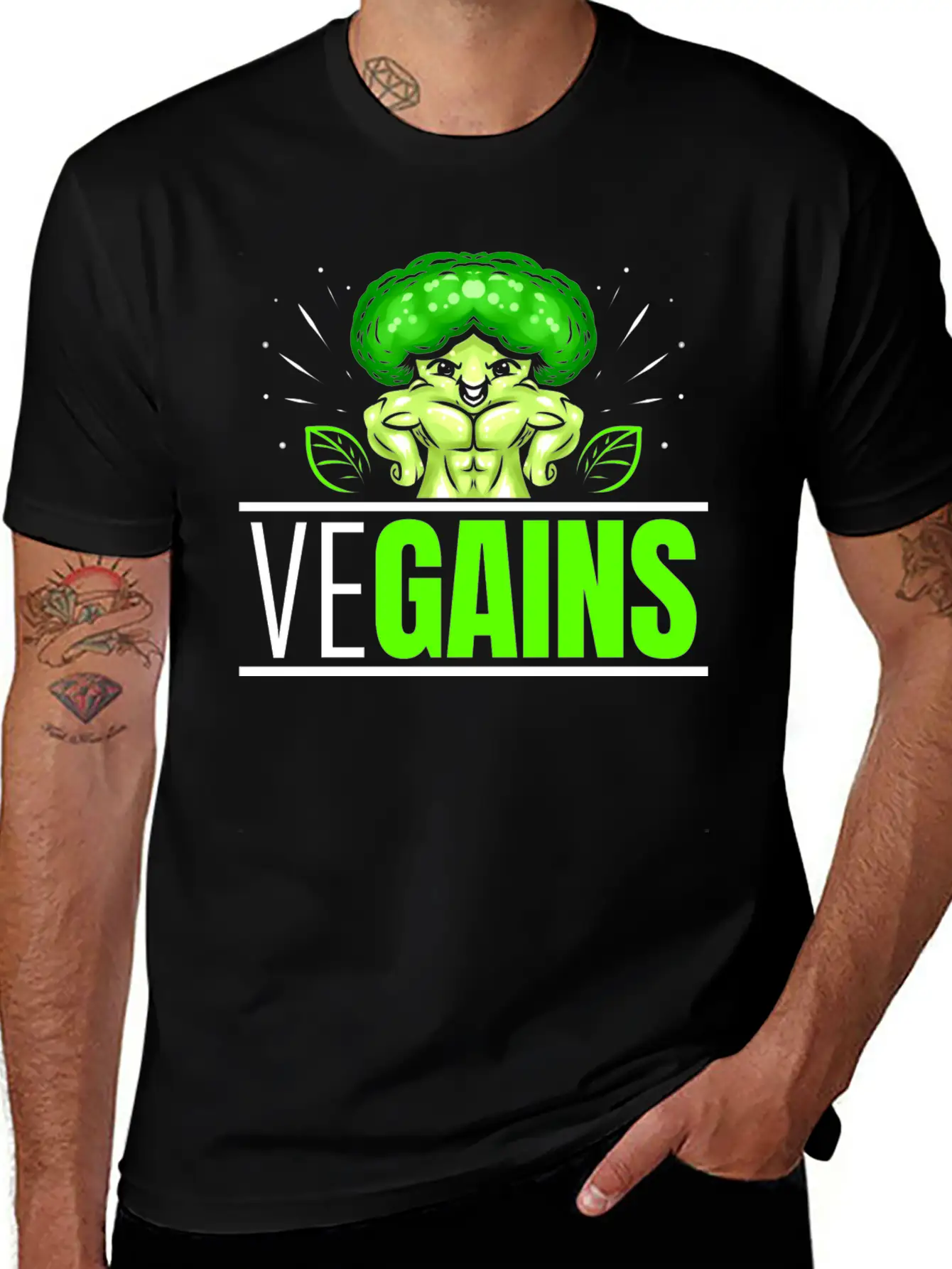 Vegains Strong Broccoli Bodybuilding Vegetarian Timeless Short Sleeve Tee – Comfy And Minimalist Design
