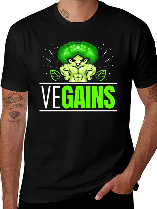 Vegains Strong Broccoli Bodybuilding Vegetarian Timeless Short Sleeve Tee – Comfy And Minimalist Design