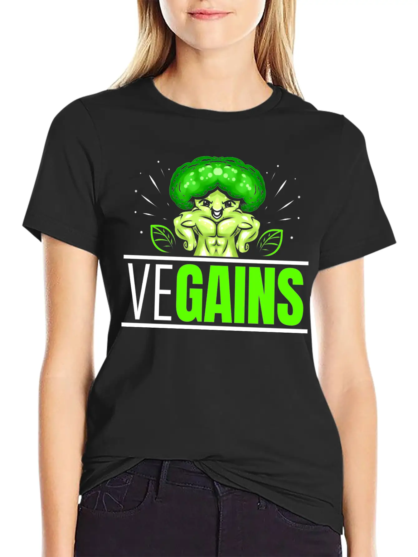 Vegains Strong Broccoli Bodybuilding Vegetarian Timeless Short Sleeve Tee – Comfy And Minimalist Design