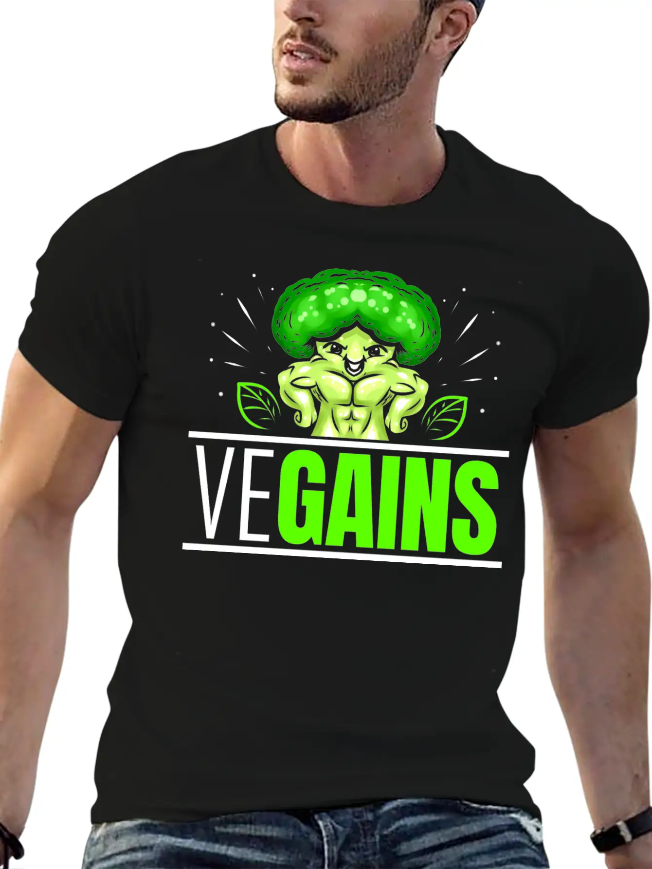 Vegains Strong Broccoli Bodybuilding Vegetarian Timeless Short Sleeve Tee – Comfy And Minimalist Design