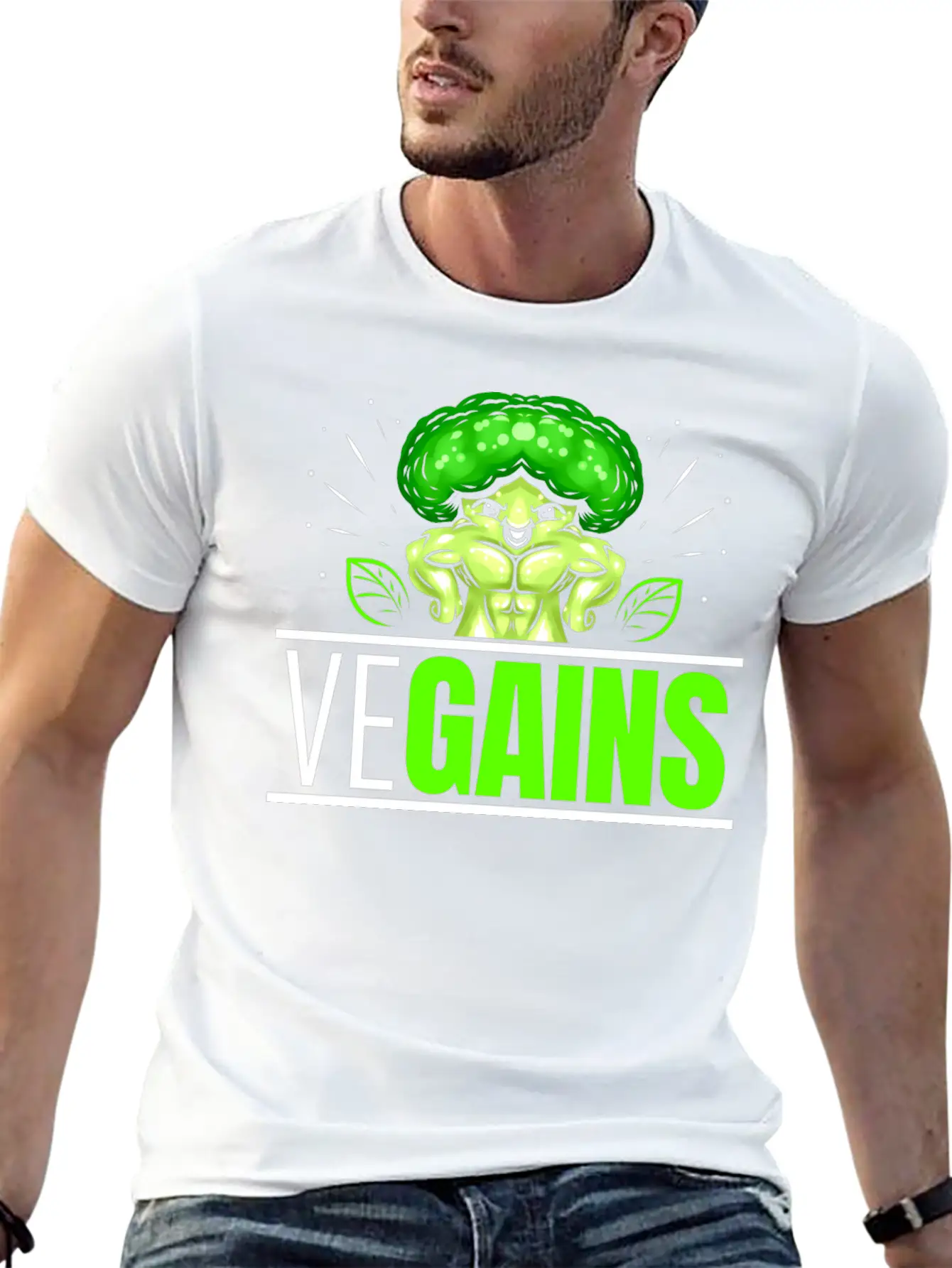 Vegains Strong Broccoli Bodybuilding Vegetarian Timeless Short Sleeve Tee – Comfy And Minimalist Design