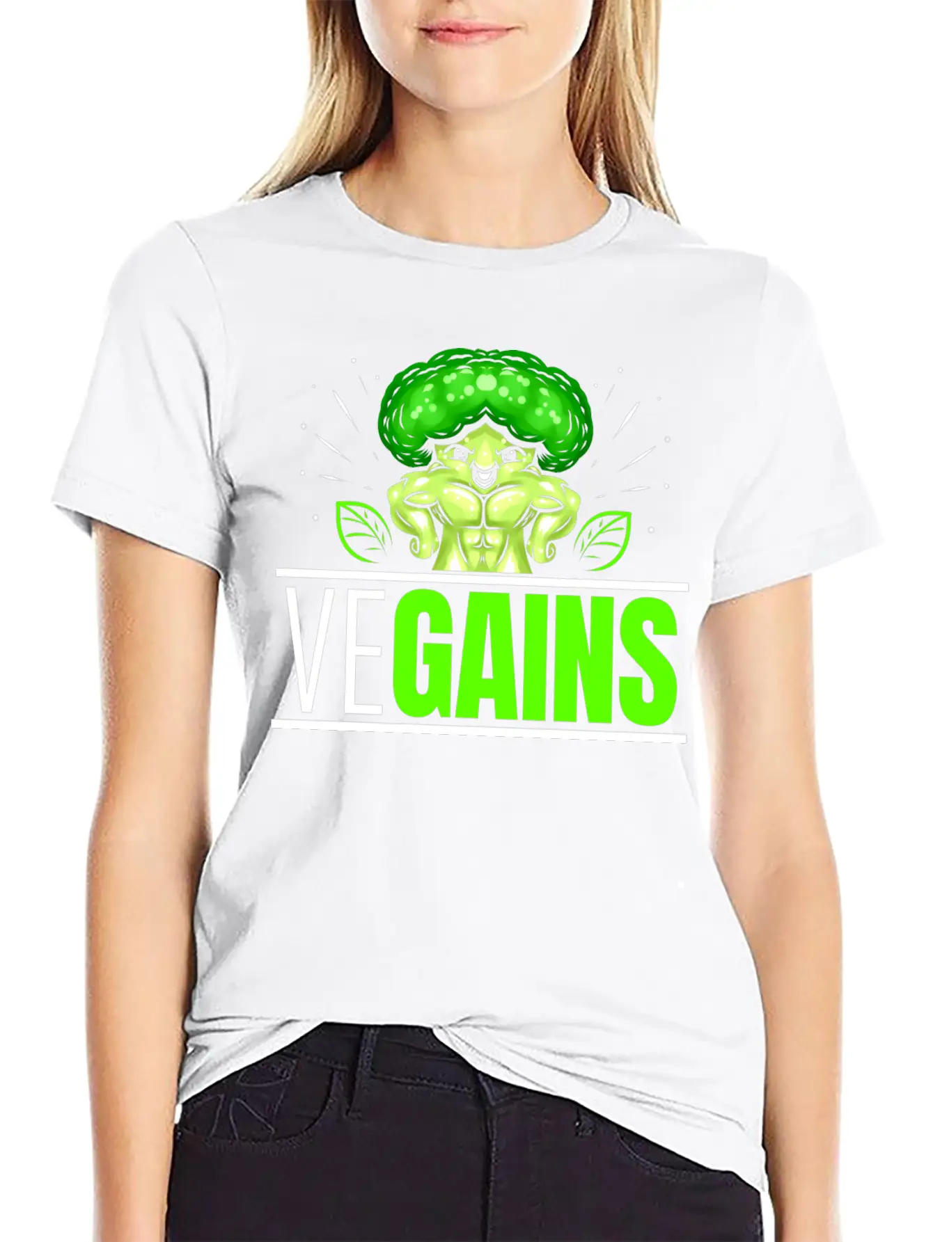 Vegains Strong Broccoli Bodybuilding Vegetarian Timeless Short Sleeve Tee – Comfy And Minimalist Design