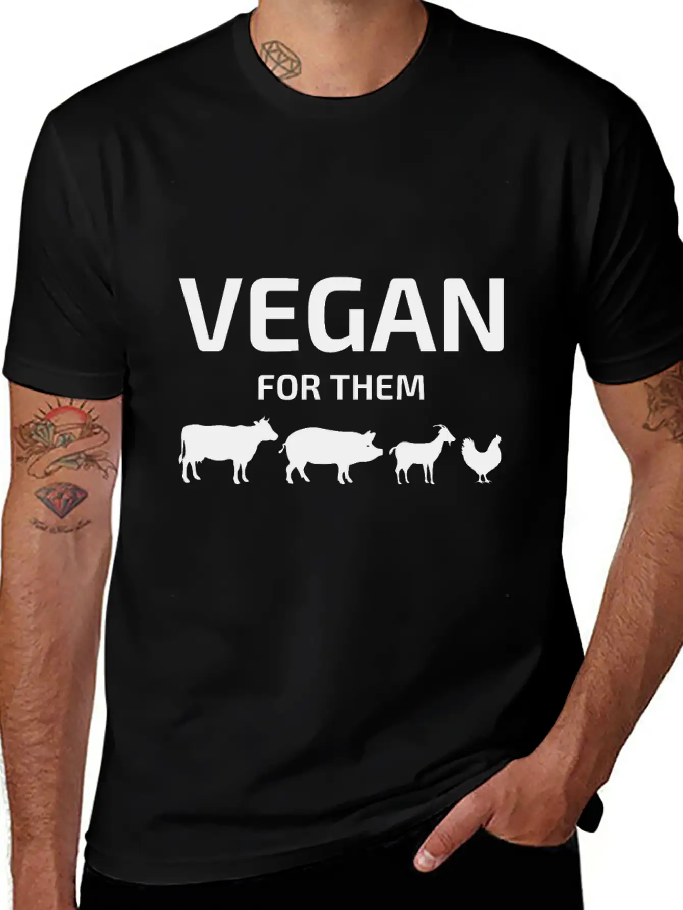 Vegan For Them Animals Stylish Everyday T-Shirt – Unisex Basic Cotton Tee