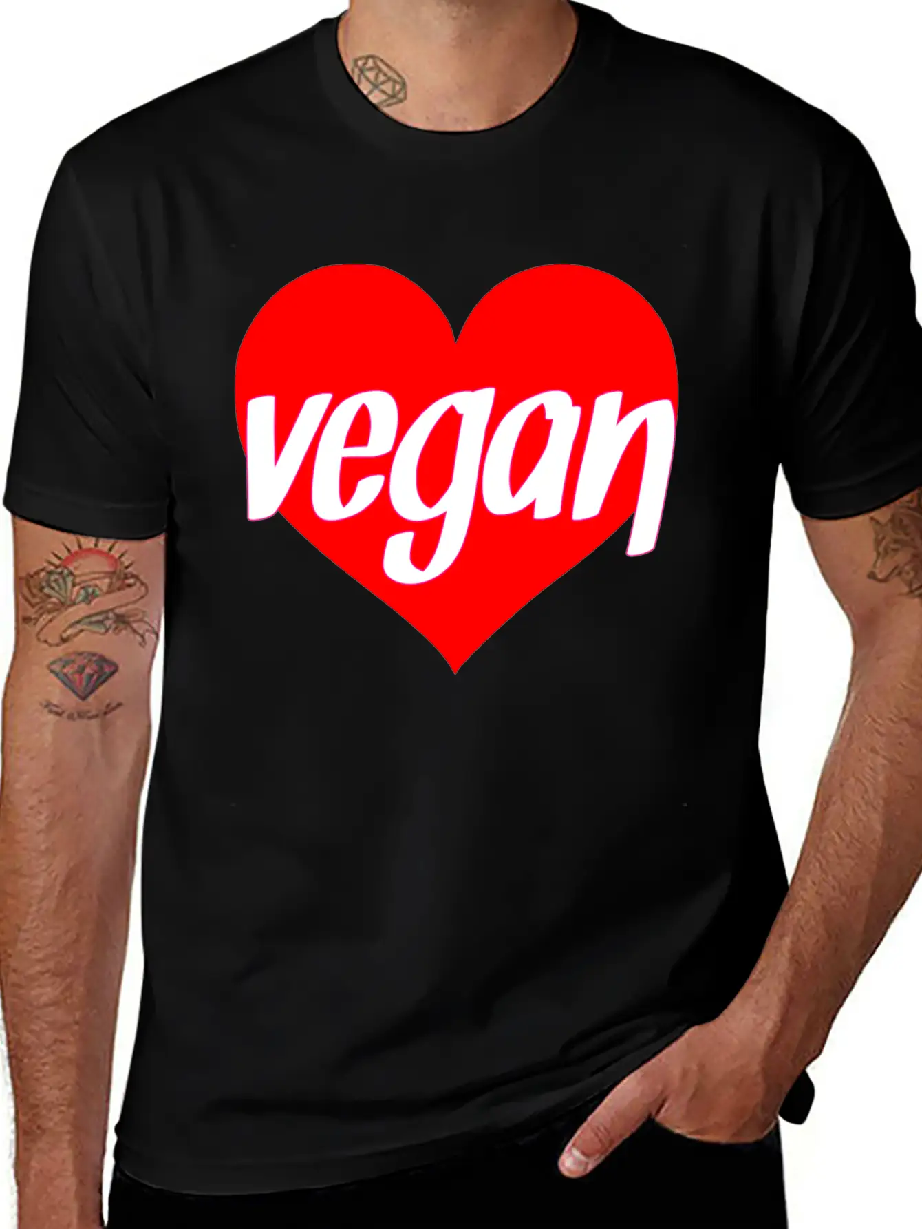 Vegan Heart Love Vegan Gift Idea Stylish Everyday T-Shirt – Unisex Basic Cotton Tee