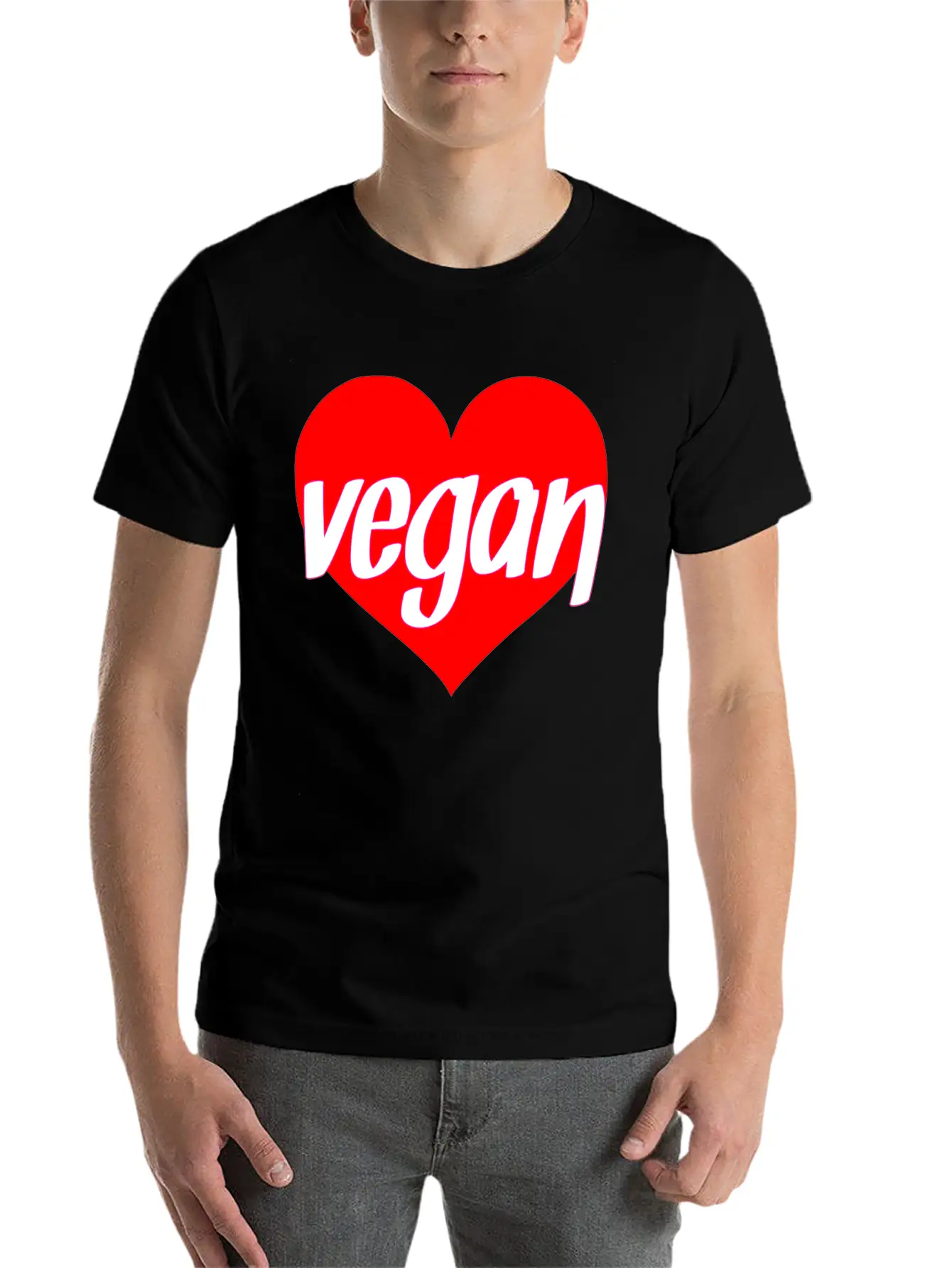 Vegan Heart Love Vegan Gift Idea Stylish Everyday T-Shirt – Unisex Basic Cotton Tee