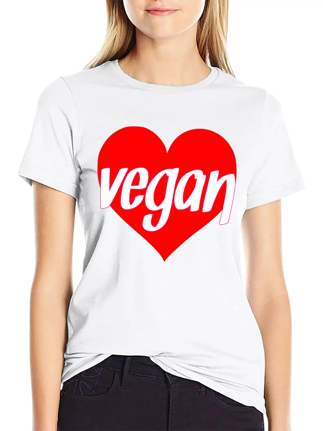Vegan Heart Love Vegan Gift Idea Stylish Everyday T-Shirt – Unisex Basic Cotton Tee
